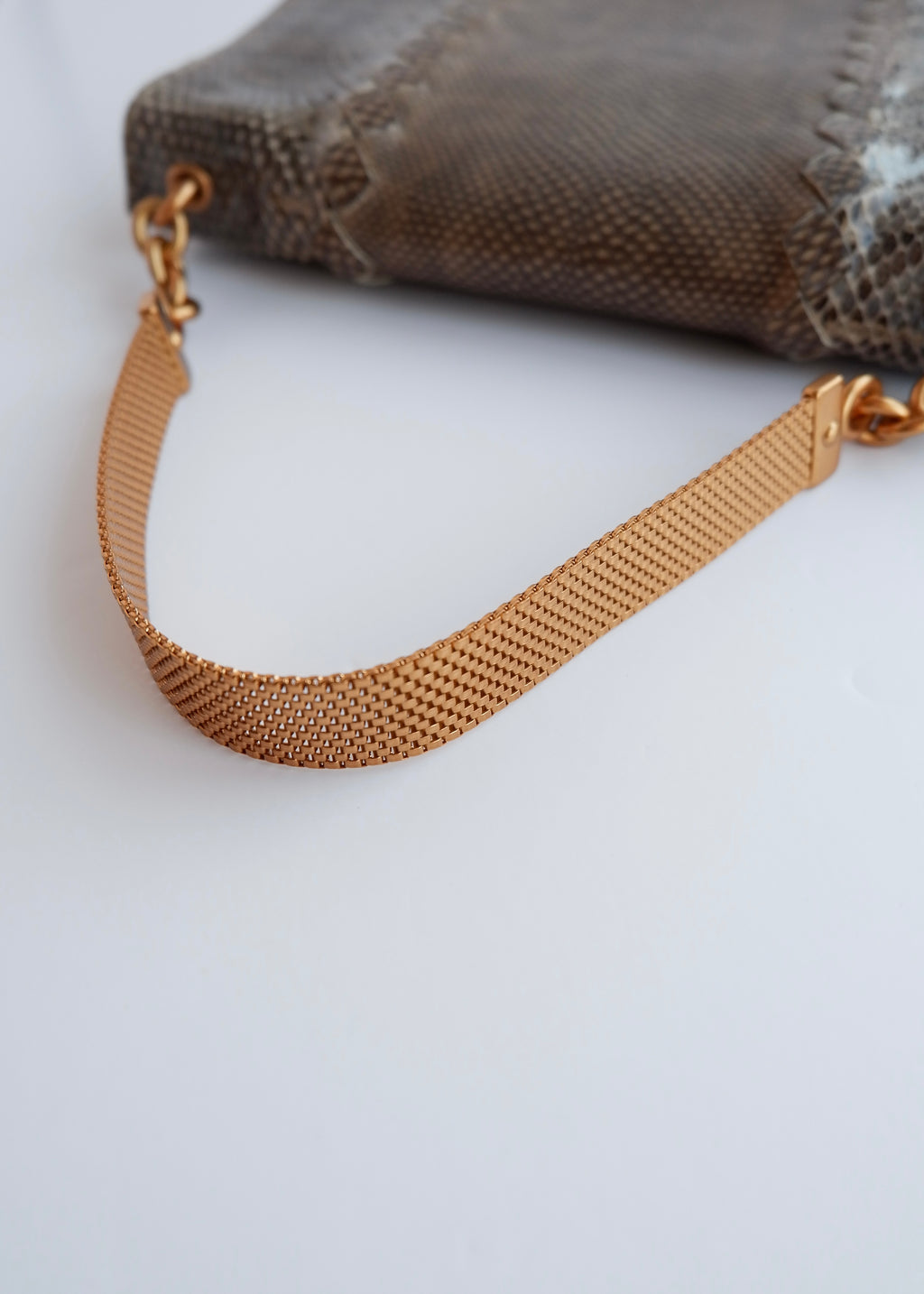 Sac à main en cuir embossé marron/beige Bottega Veneta d'occasion authentique