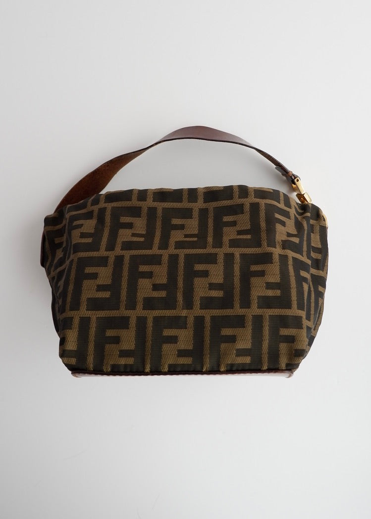 Authentic Preowned Vintage Fendi Brown Zucca Canvas/ Leather Small Handbag