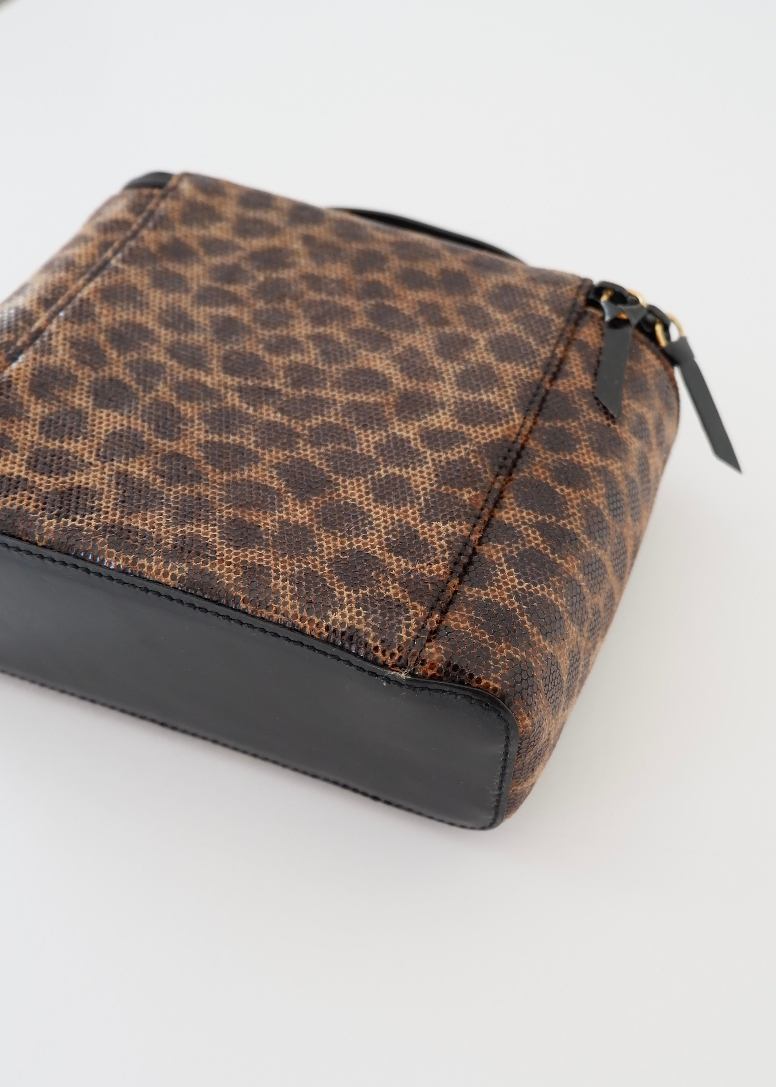 Authentic Preowned Vintage Loewe Animal Print Top Handle Vanity Bag