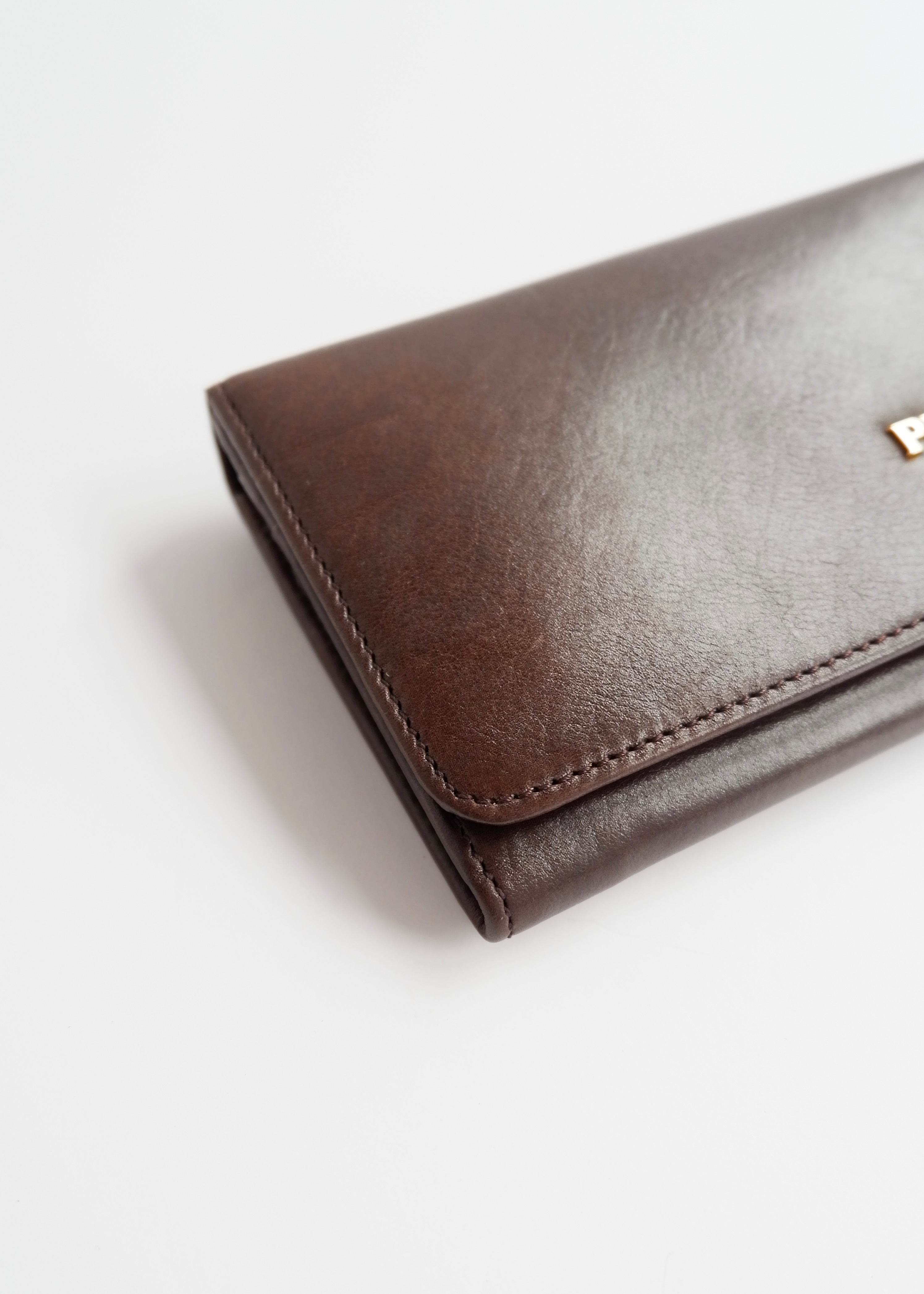 Authentic Preowned Prada Dark Brown Leather Long Wallet