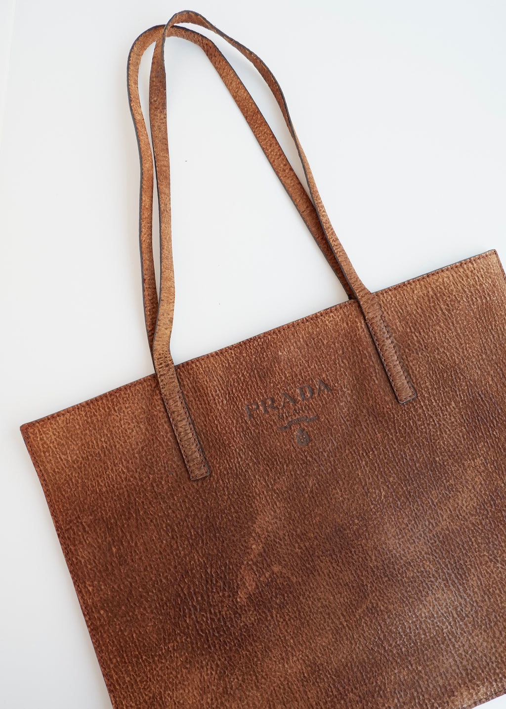 Sac cabas Prada authentique d'occasion en daim marron