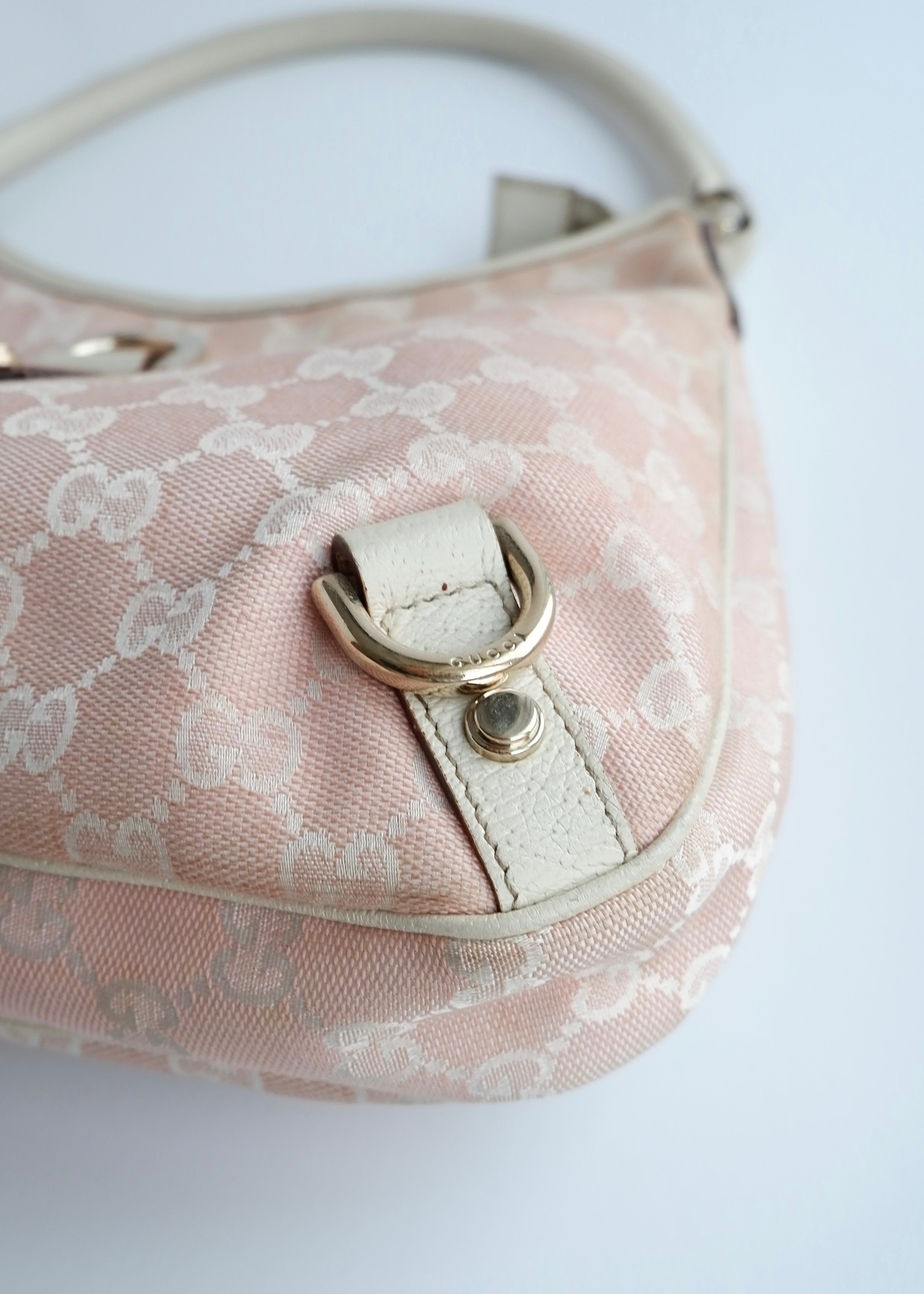 Authentic Preowned Gucci Pink/White GG Canvas Shoulder Bag