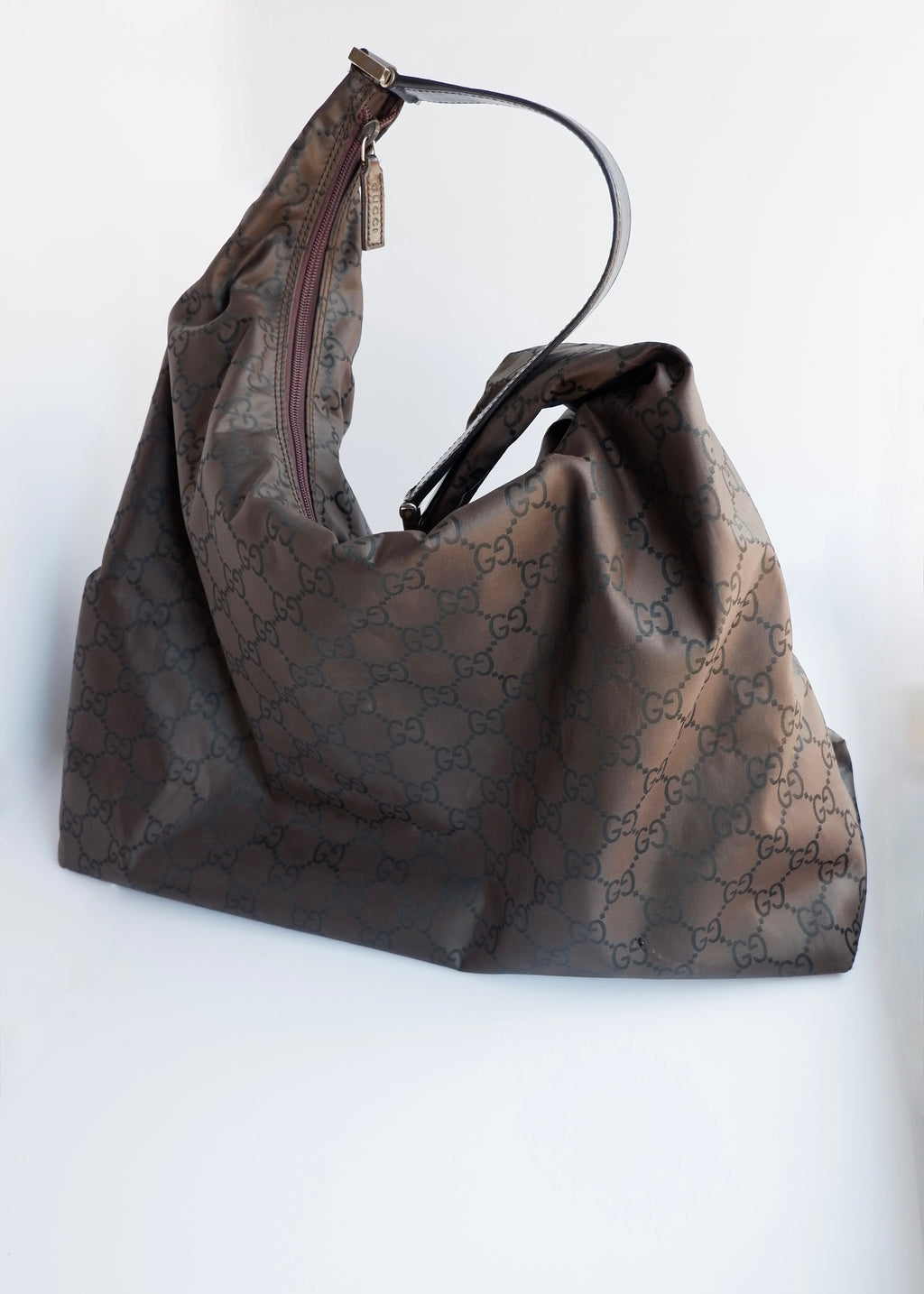 Authentic Preowned Gucci Brown GG Nylon Extra Large Hobo Bag