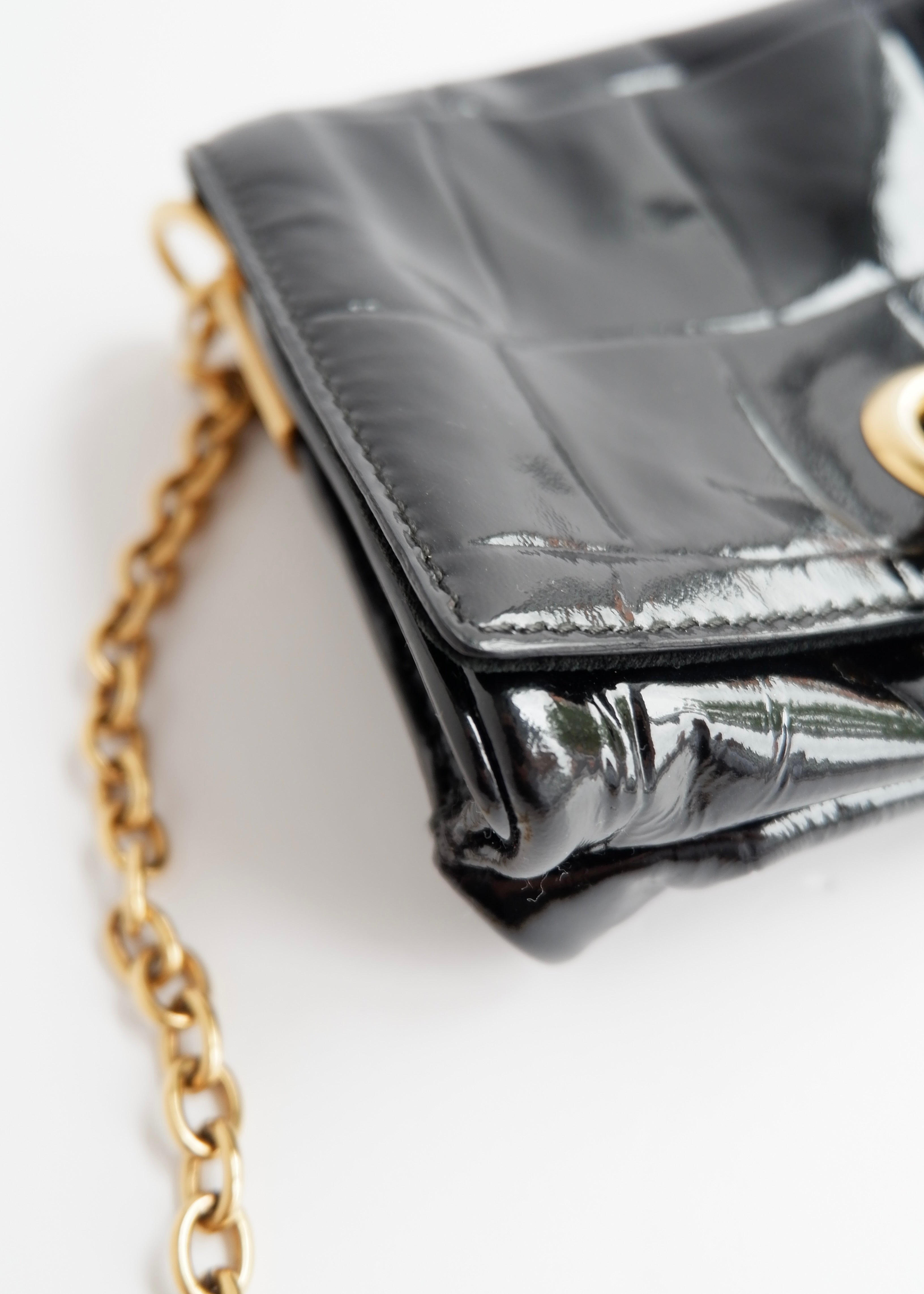 Authentic Preowned Vintage YSL (Yves Saint Laurent) Black Patent Leather Shoulder Bag GHW