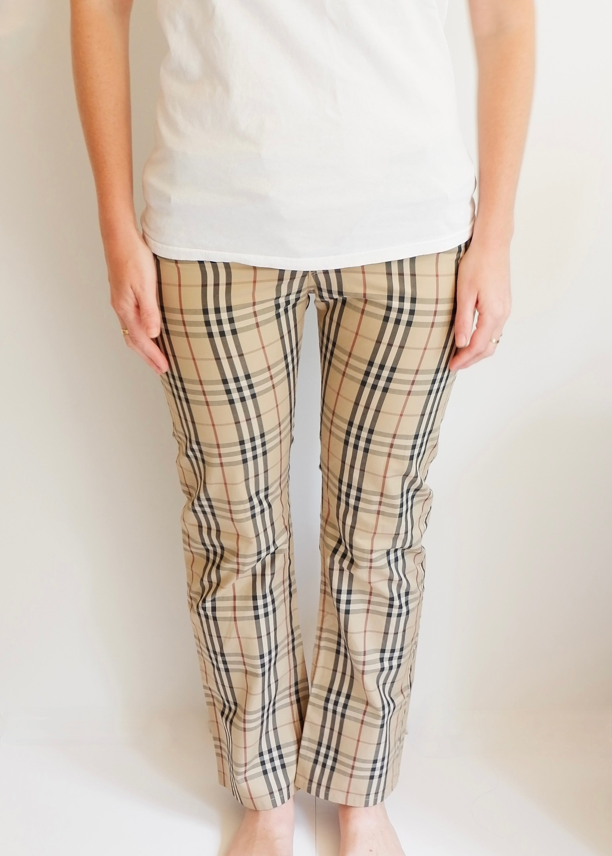 Authentic Preowned Burberry Beige Check Straight Leg Pants - S