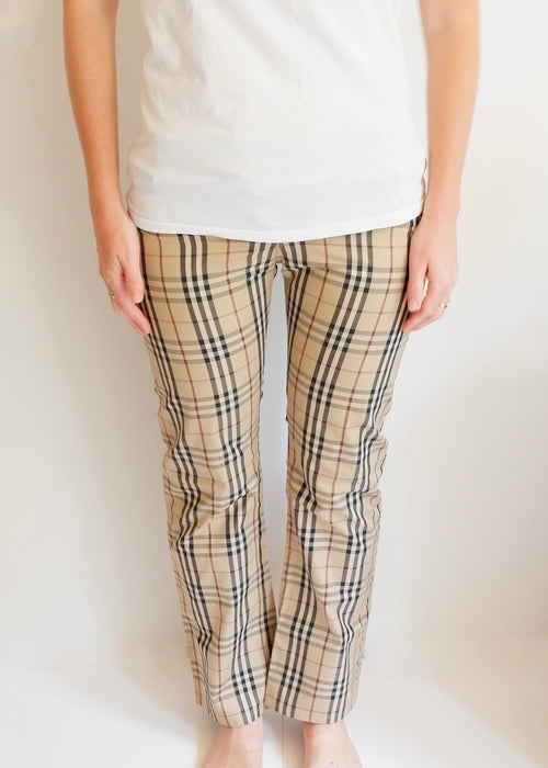 Authentic Preowned Burberry Beige Check Straight Leg Pants - S