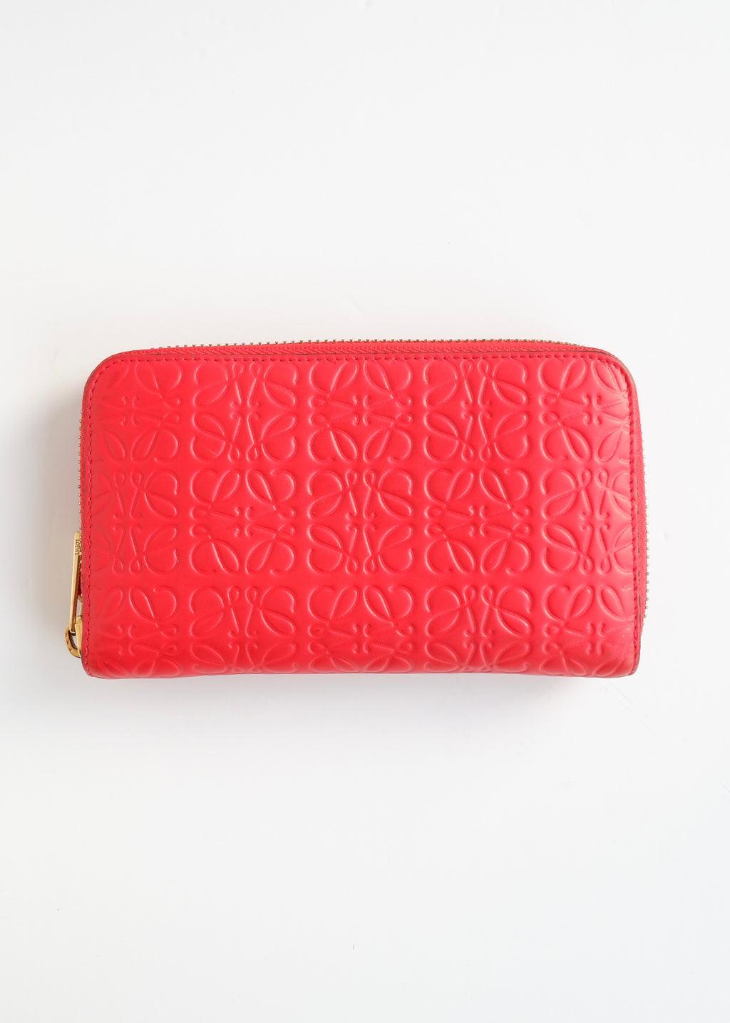 Portefeuille Long Loewe Rouge Zippé Pré-aimé Authentique