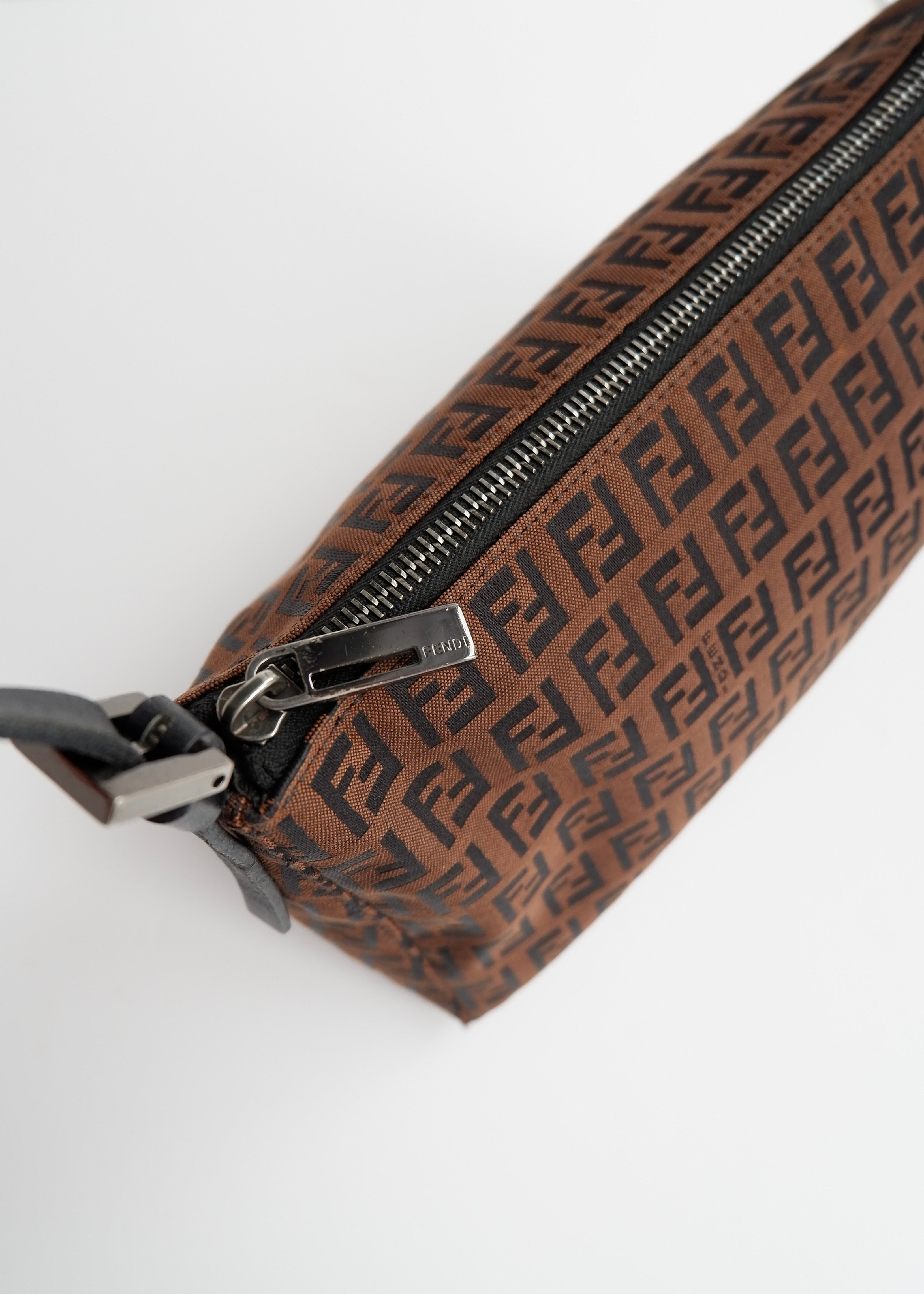 Authentic Preowned Fendi Brown Canvas Zucchino Shoulder Bag