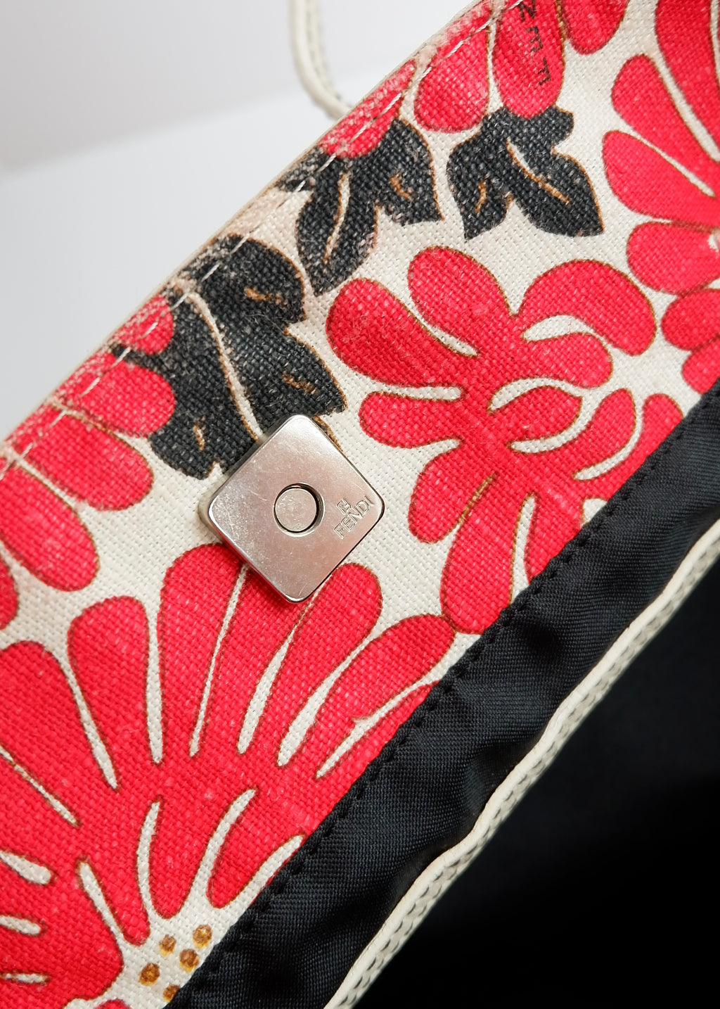Authentic Preowned Fendi Red Floral Tote Bag