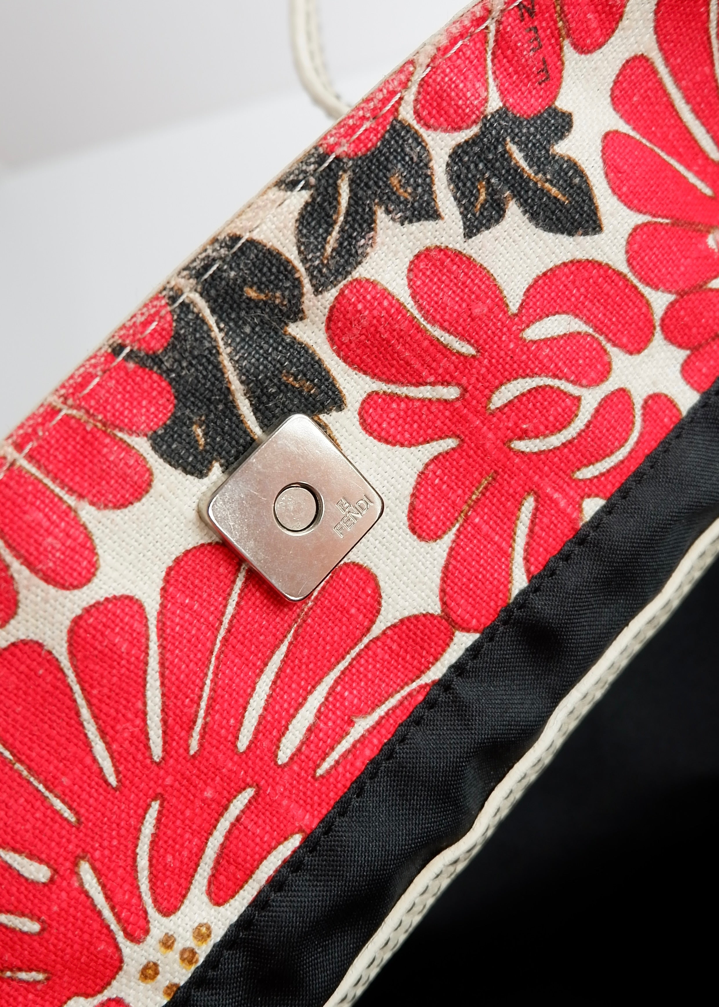 Authentic Preowned Fendi Red Floral Tote Bag