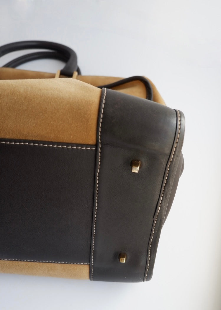 Sac à main Loewe Amazona Grand Modèle en Daim Marron Authentique d'Occasion