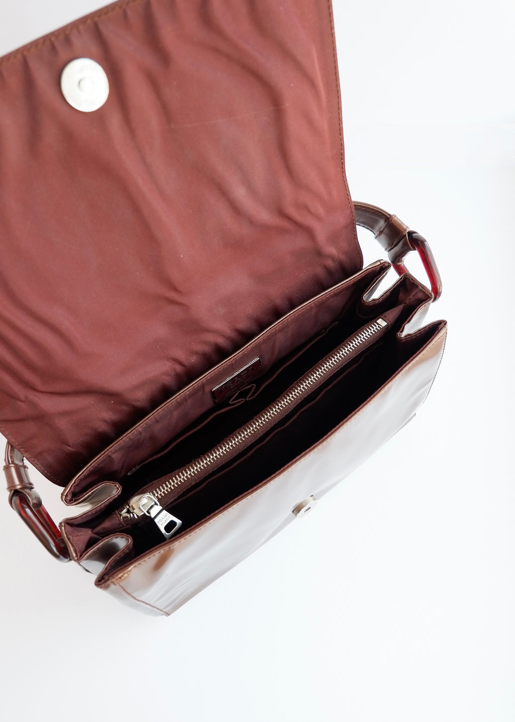 Authentic Preowned Prada Bronze Patent Leather Handbag