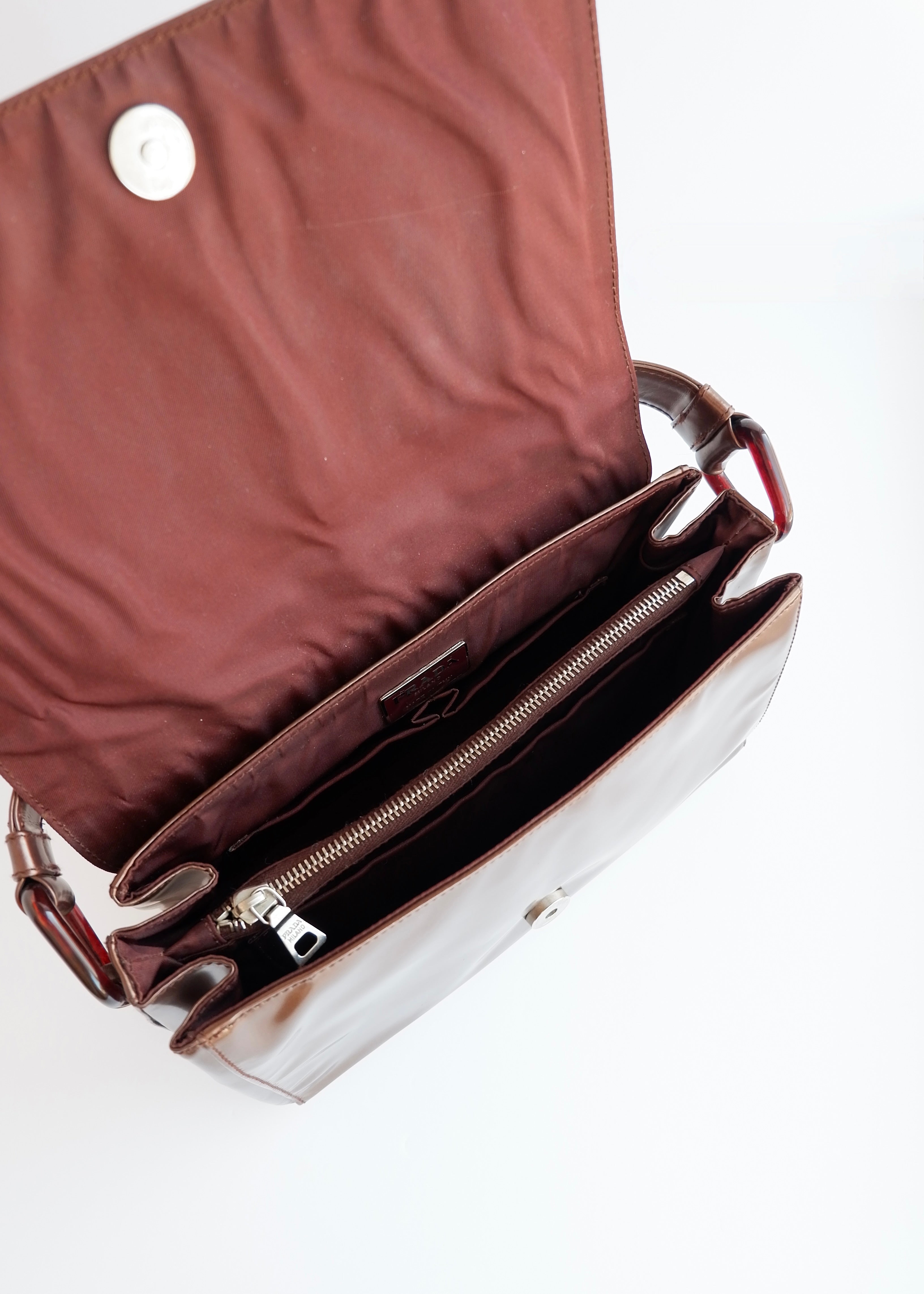 Authentic Preowned Prada Bronze Patent Leather Handbag
