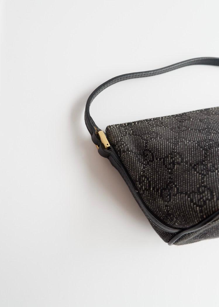 Authentic Preowned Gucci Black GG Canvas Boat Pochette