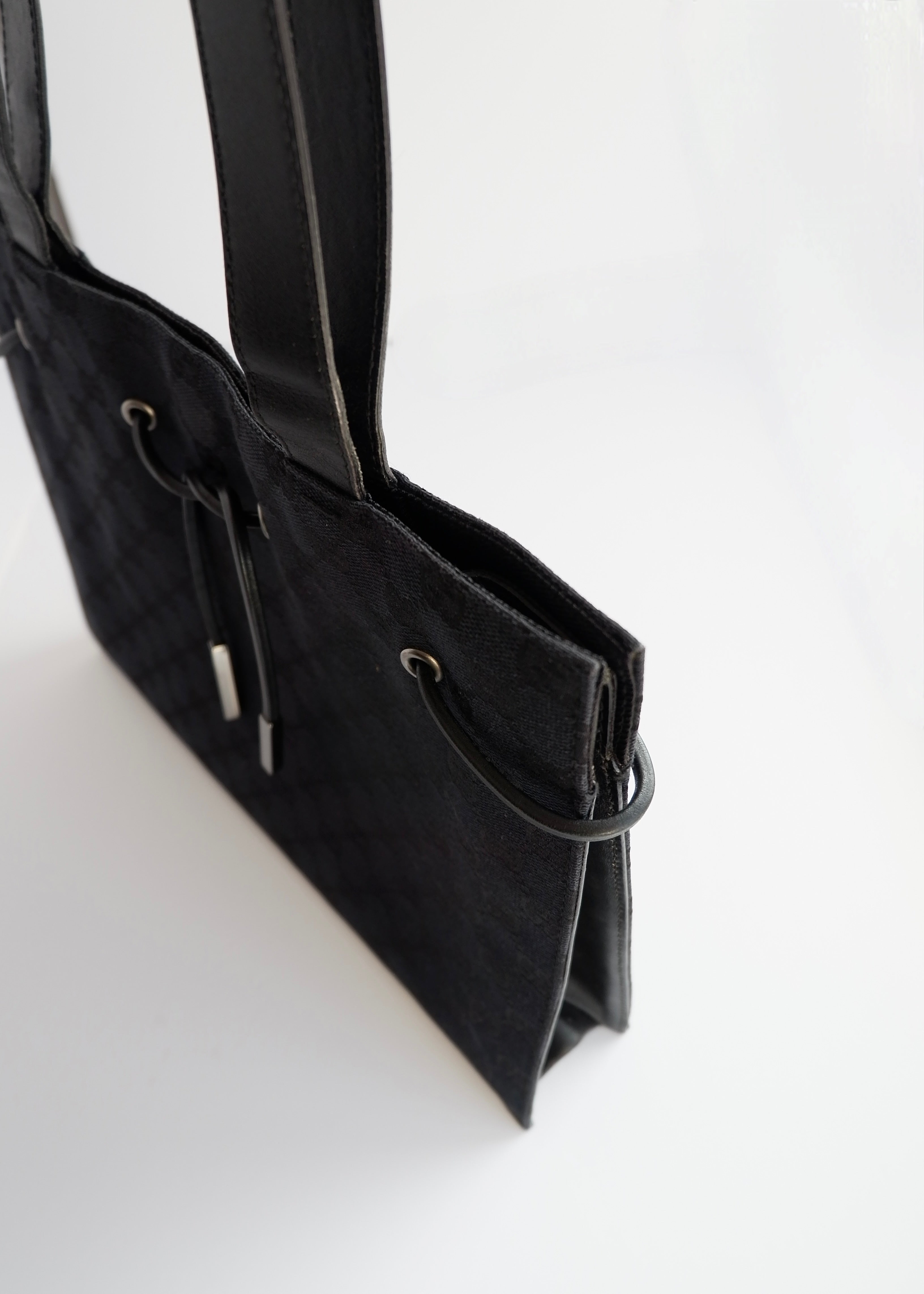 Authentic Preowned Vintage Gucci Black GG Canvas Drawstring Shoulder Bag