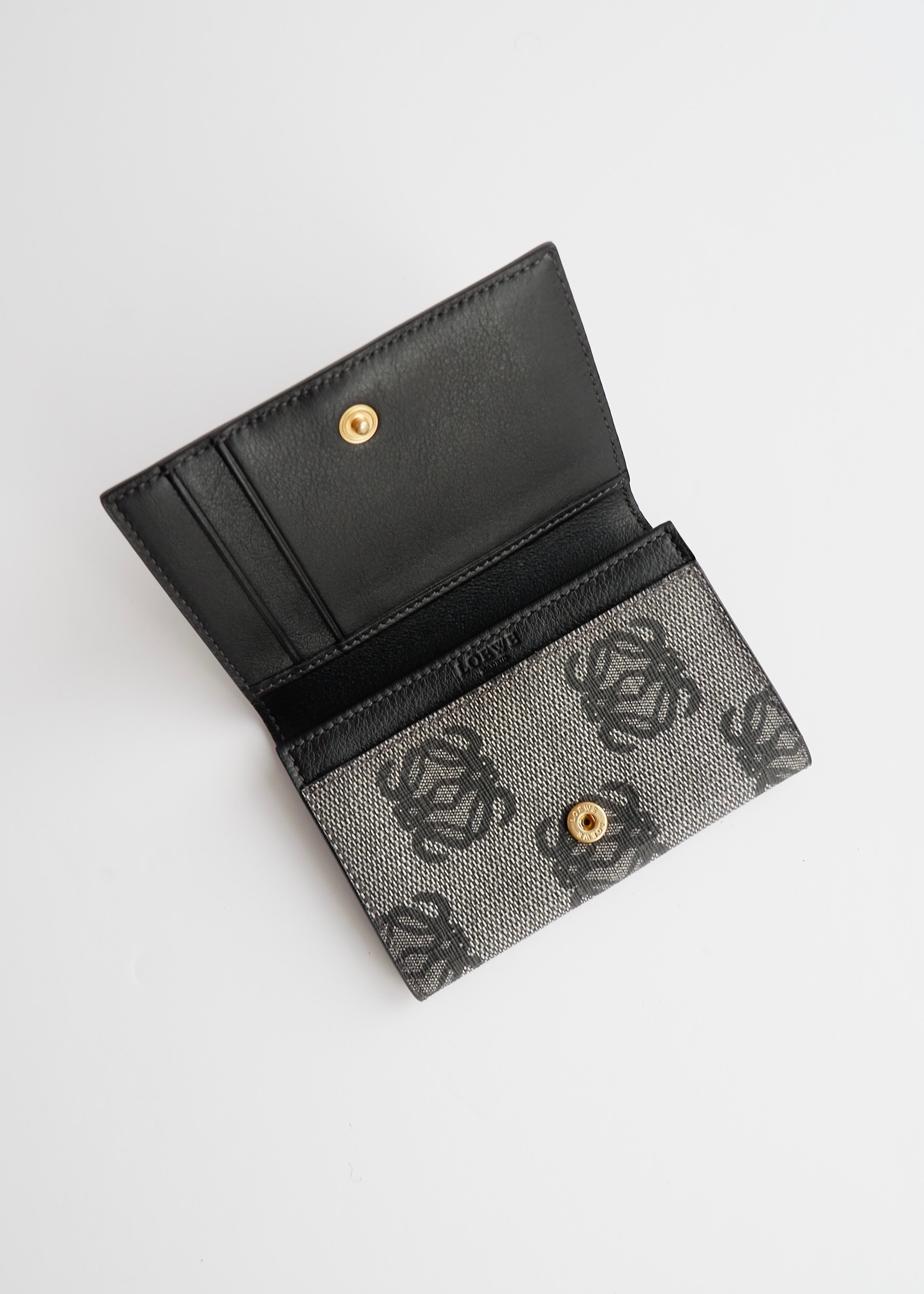 Authentic Preowned Loewe Navy Coated Canvas Anagram Logo Card Holder