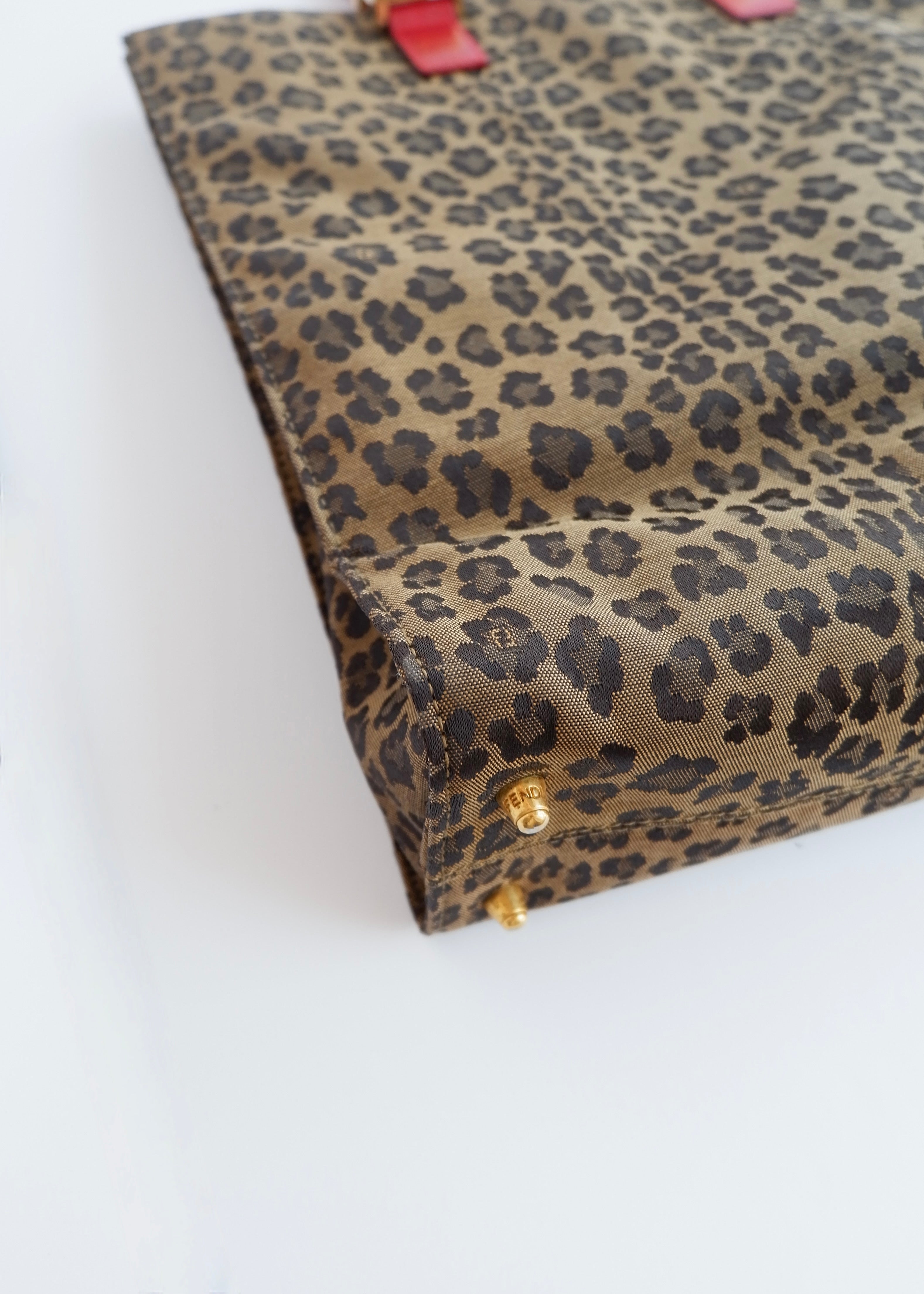 Authentic Preowned Vintage Fendi Animal Print Canvas/Leather Top Handle Tote