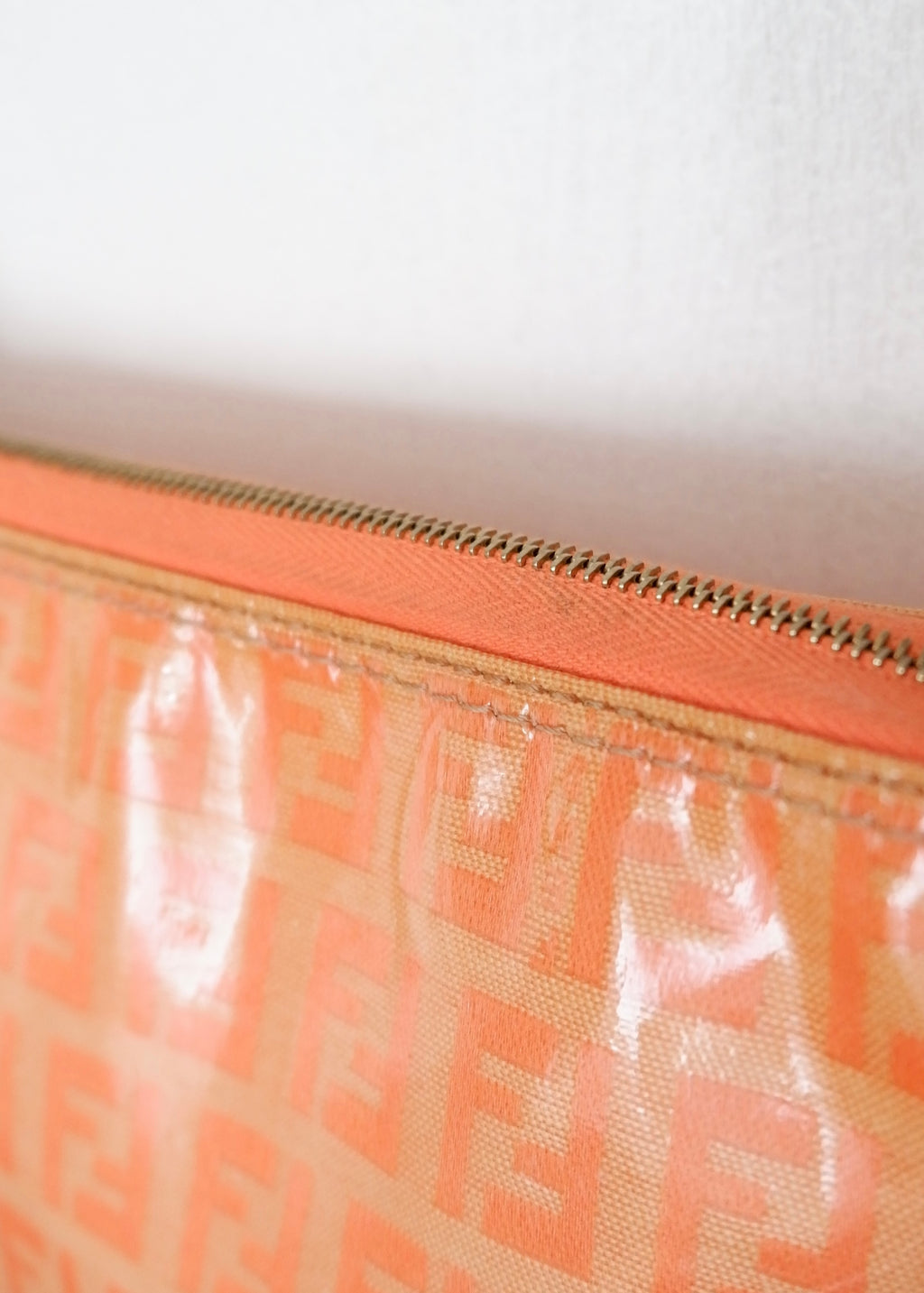 Authentique sac micro bandoulière Fendi Orange Zucchino en toile enduite d'occasion