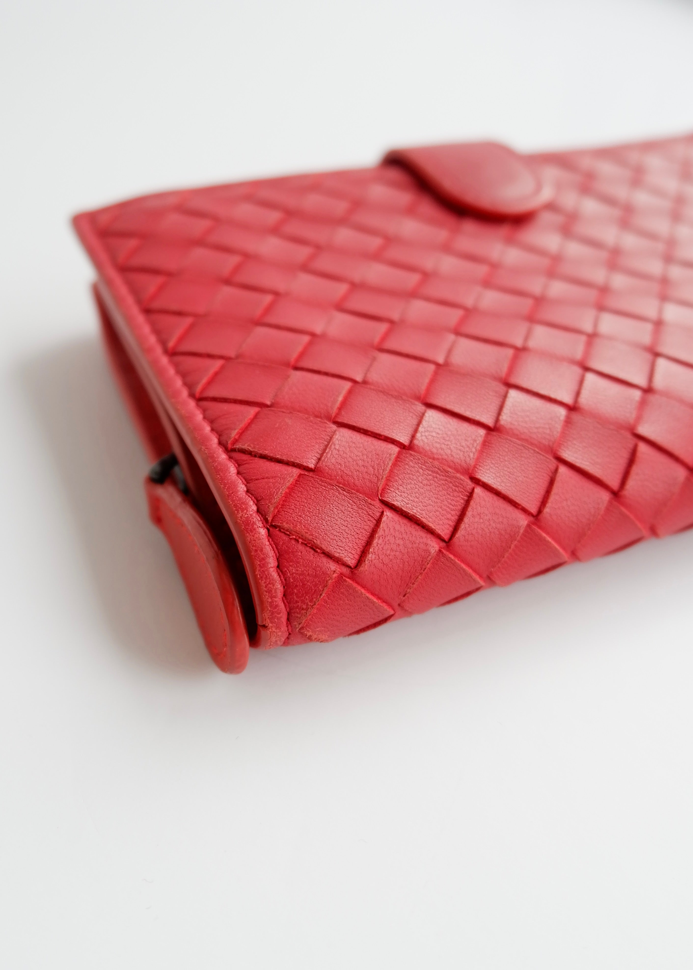 Authentic Preowned Bottega Veneta Red Leather Bi Fold Wallet
