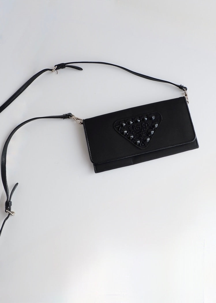 Authentique WOC Prada en nylon/cuir noir d'occasion