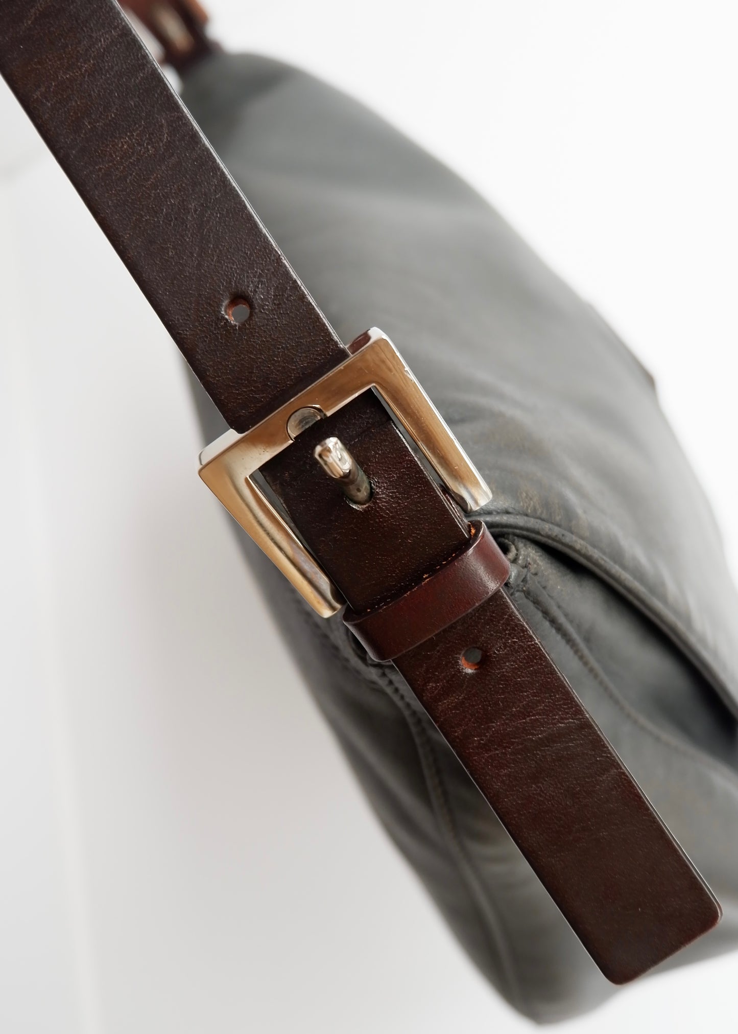 Authentic Preowned Fendi Black/Brown Leather Mamma Baguette Shoulder Bag