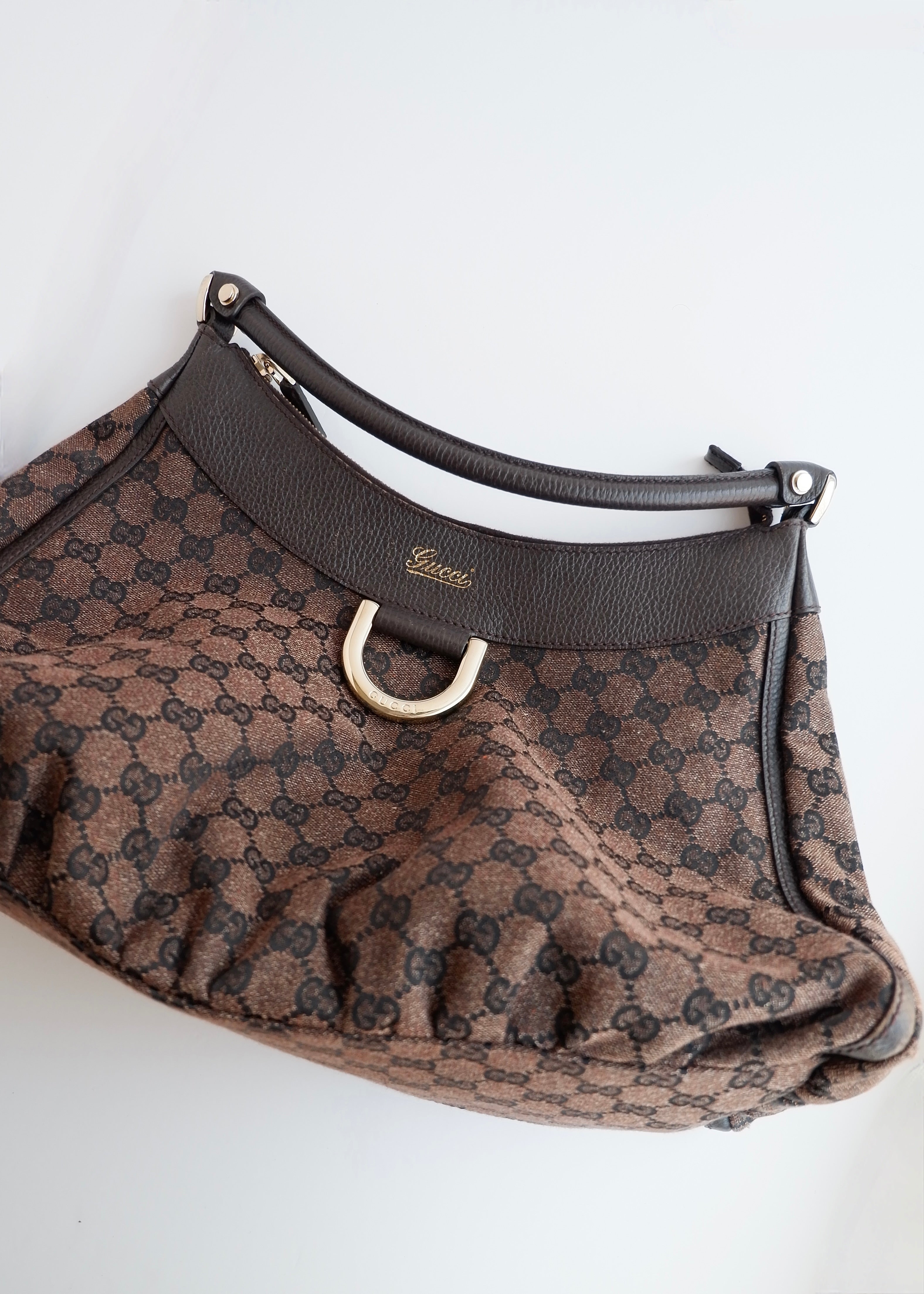 Authentic Preowned Gucci Brown GG Canvas/ Leather Hobo Shoulder Bag