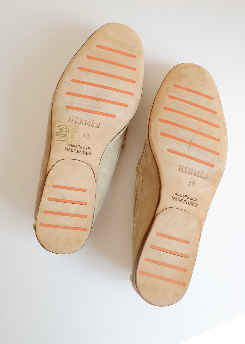 Authentic Preowned Hermes Light Beige Suede Loafers - 40