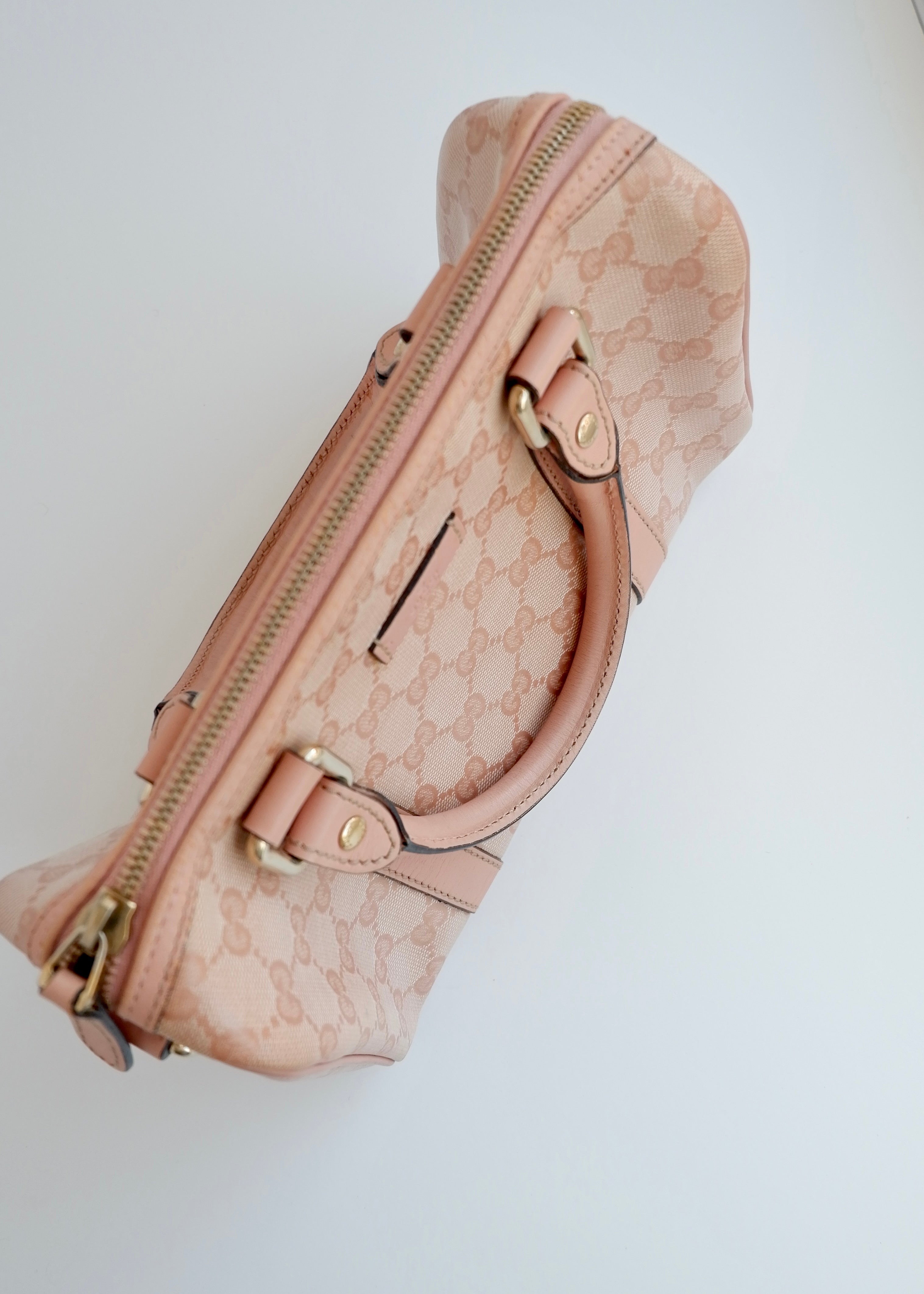 Authentic Preowned Gucci Pink GG Canvas Mini Boston Bag