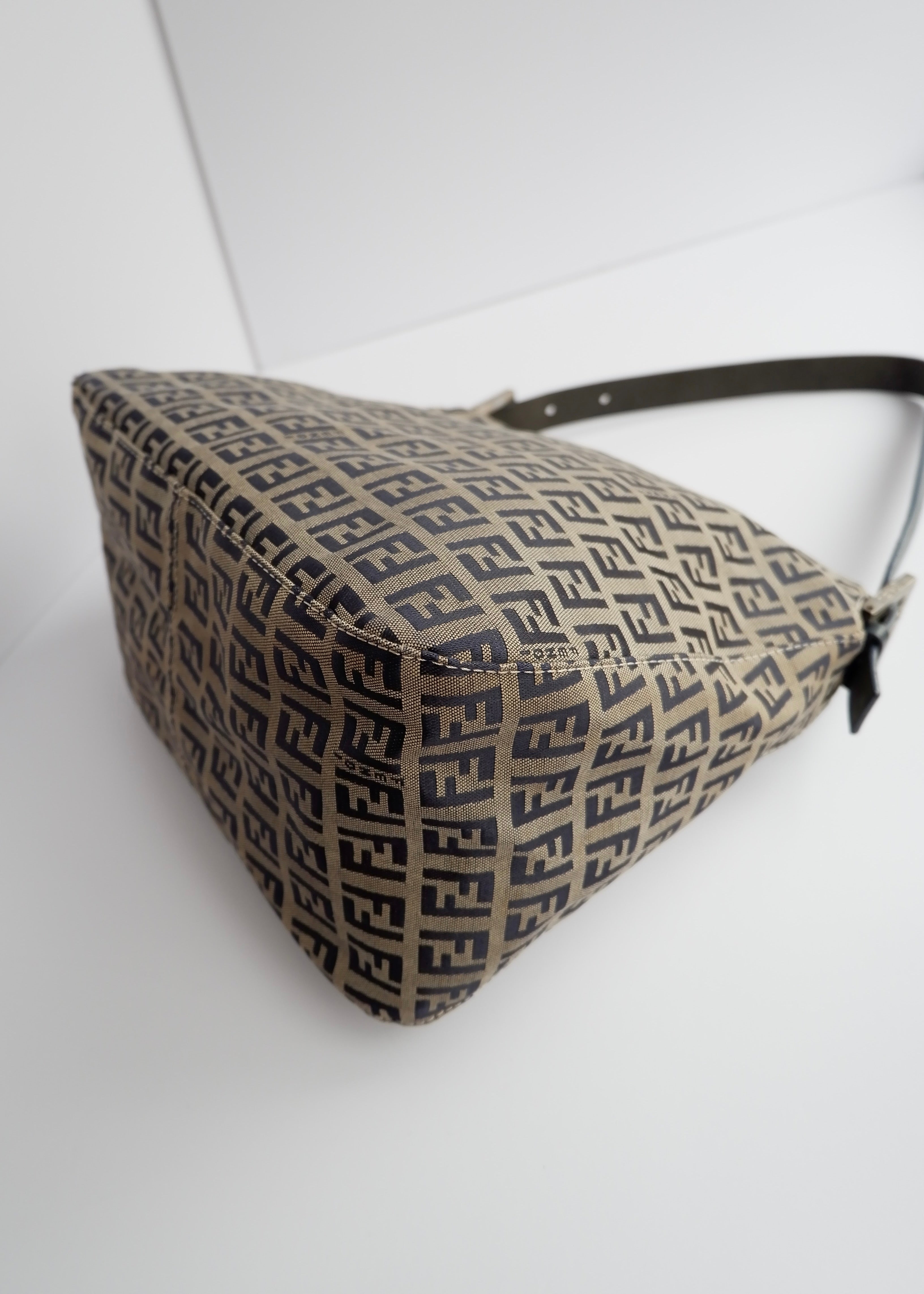 Authentic Preowned Fendi Zucchino Mamma Baguette Shoulder Bag