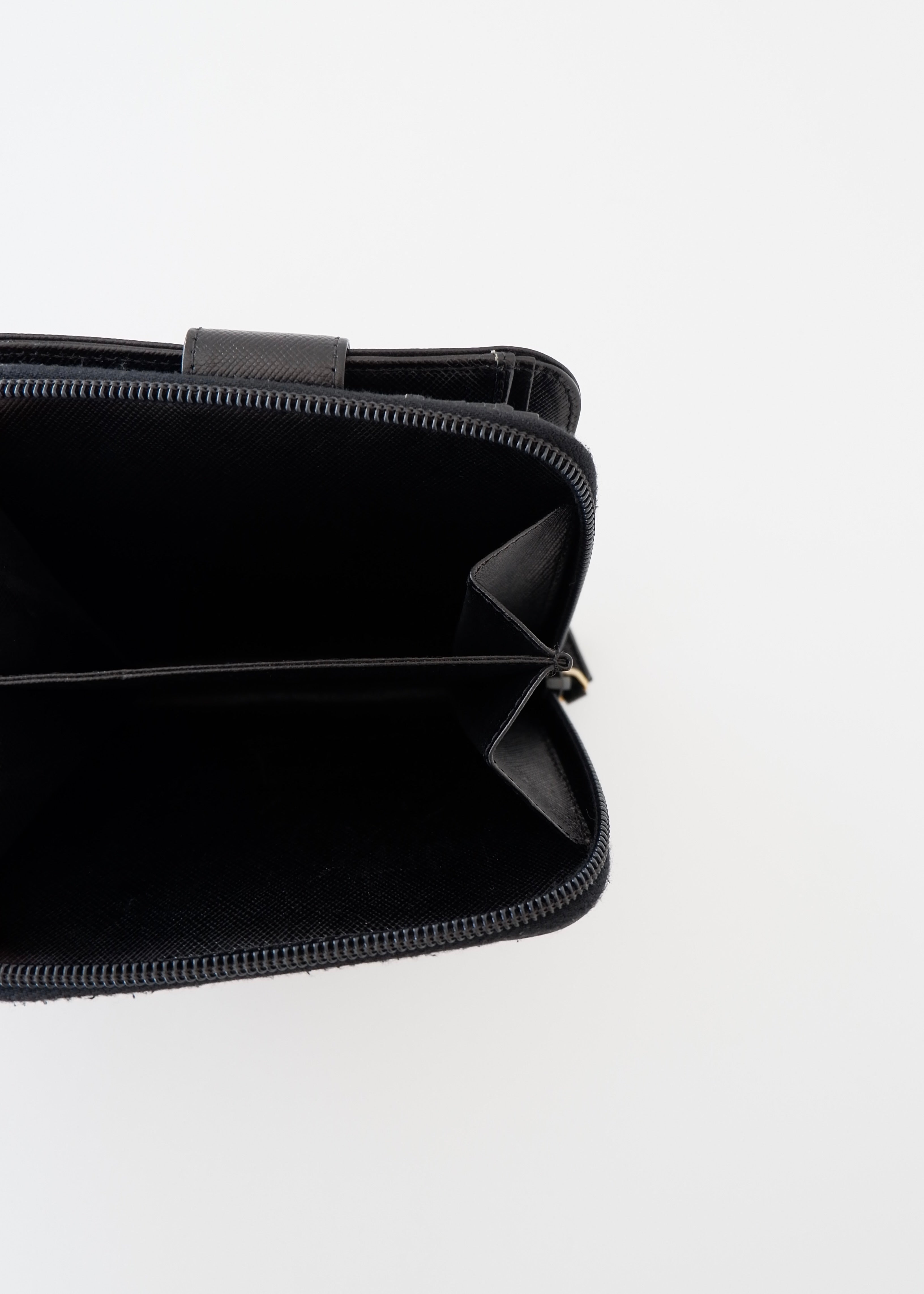 Authentic Preowned Prada Black Saffiano Leather Compact Zip Around Wallet