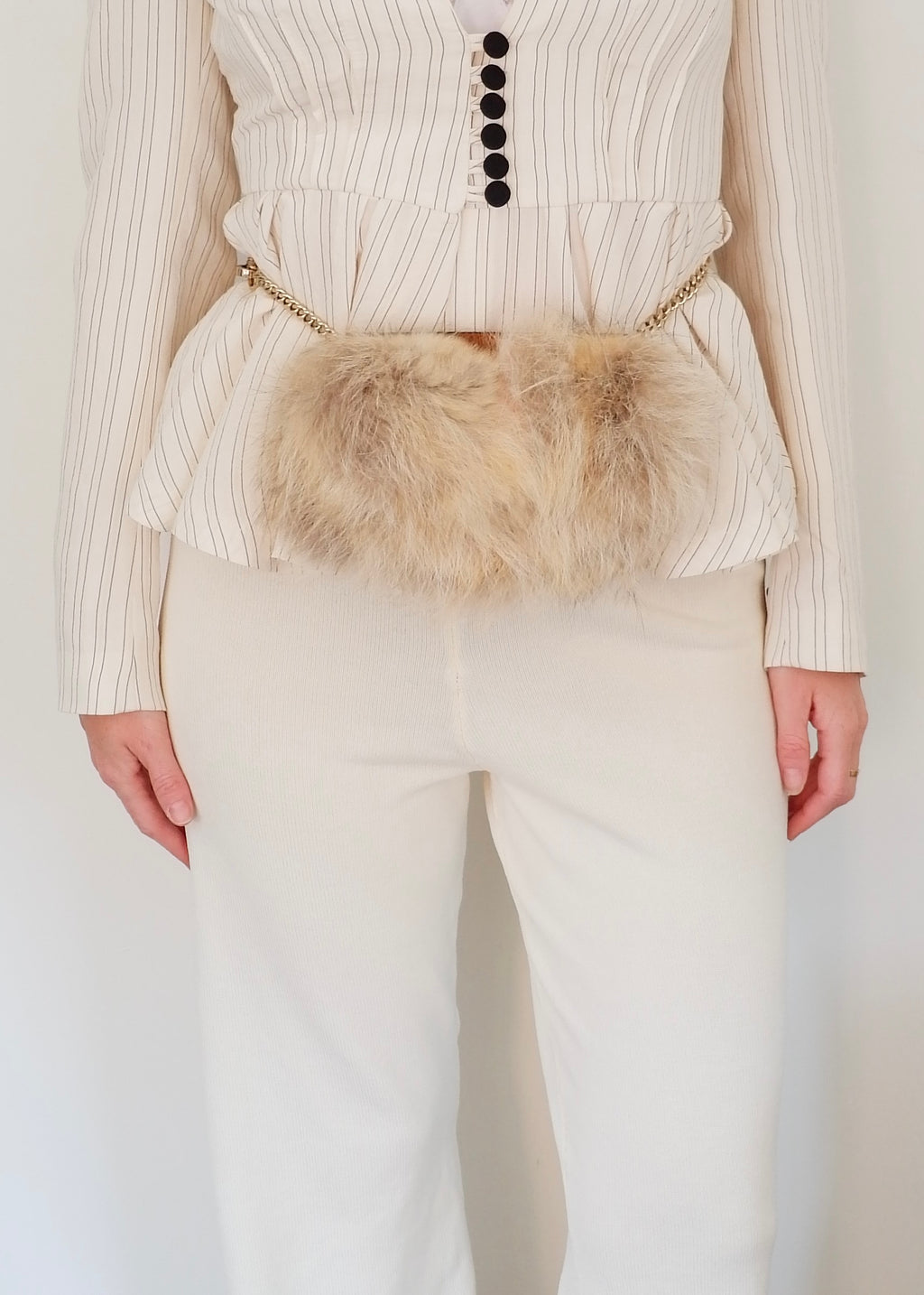 Preowned Chloé Brown Leather/ Fur Georgia Belt Bag