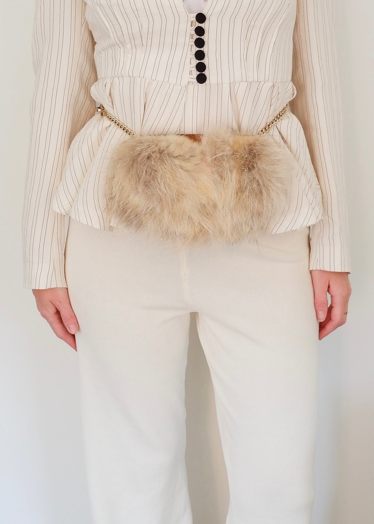 Preowned Chloé Brown Leather/ Fur Georgia Belt Bag
