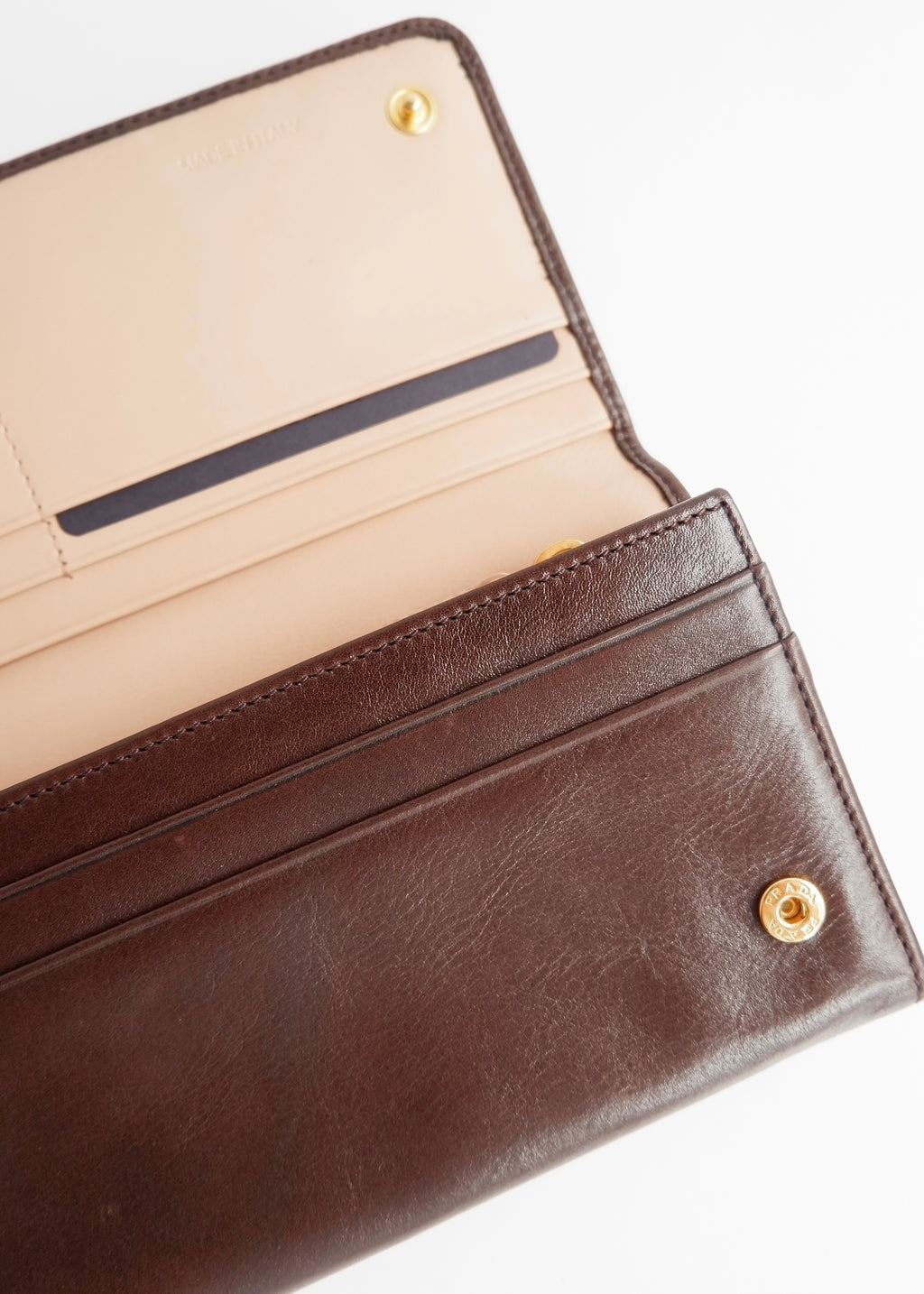 Authentic Preowned Prada Dark Brown Leather Long Wallet