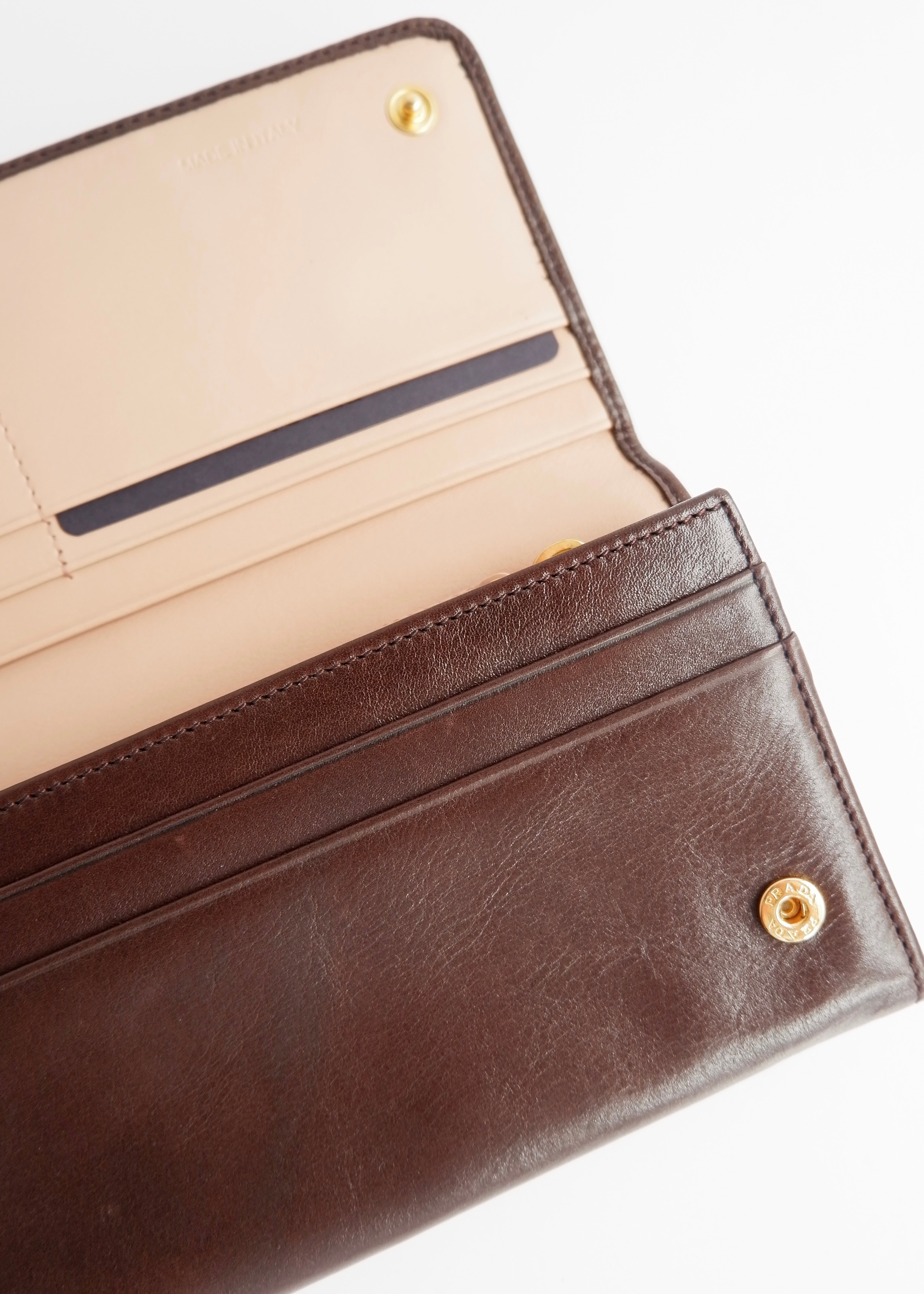 Authentic Preowned Prada Dark Brown Leather Long Wallet