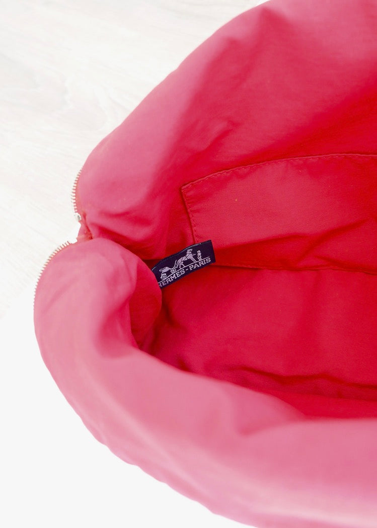 Preowned Hermes Red Canvas Boldie Cosmetic Bag