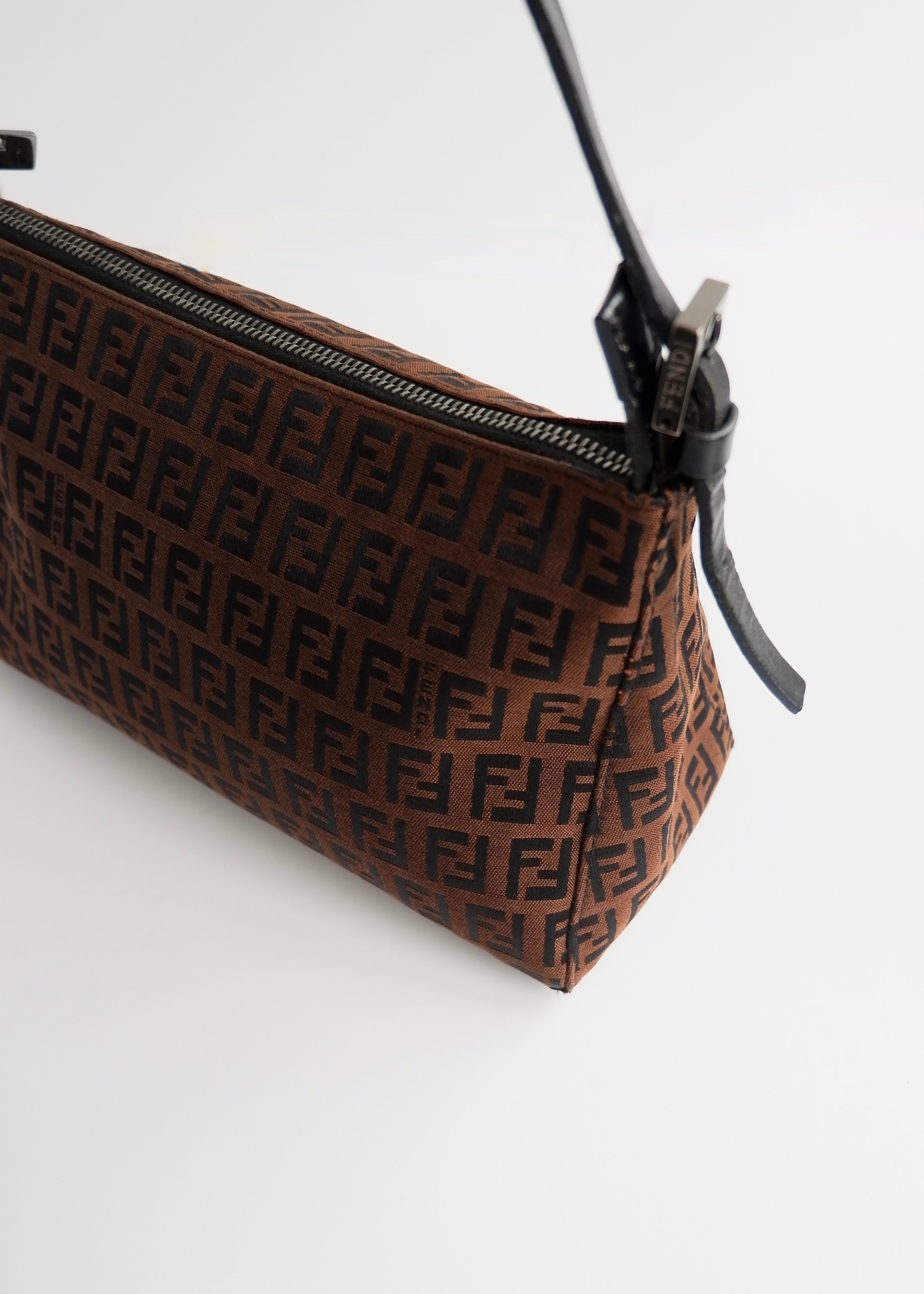 Authentic Preowned Fendi Brown Canvas Zucchino Shoulder Bag