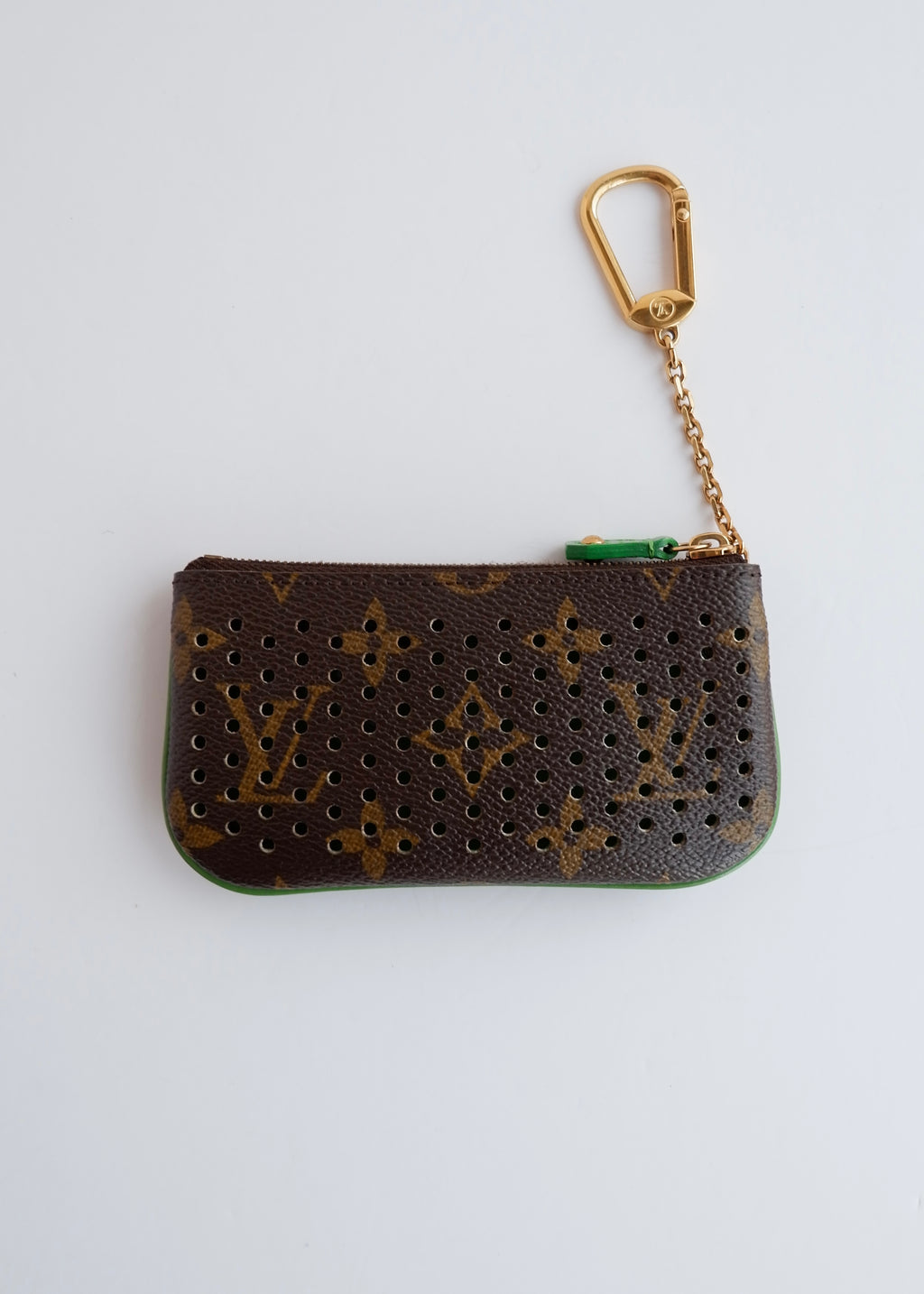 Authentic Preowned Louis Vuitton Limited Edition Monogram Green Perforated Pochette Cle