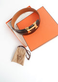 Authentic Preowned Hermes Black/ Brown H Belt GHW - 65