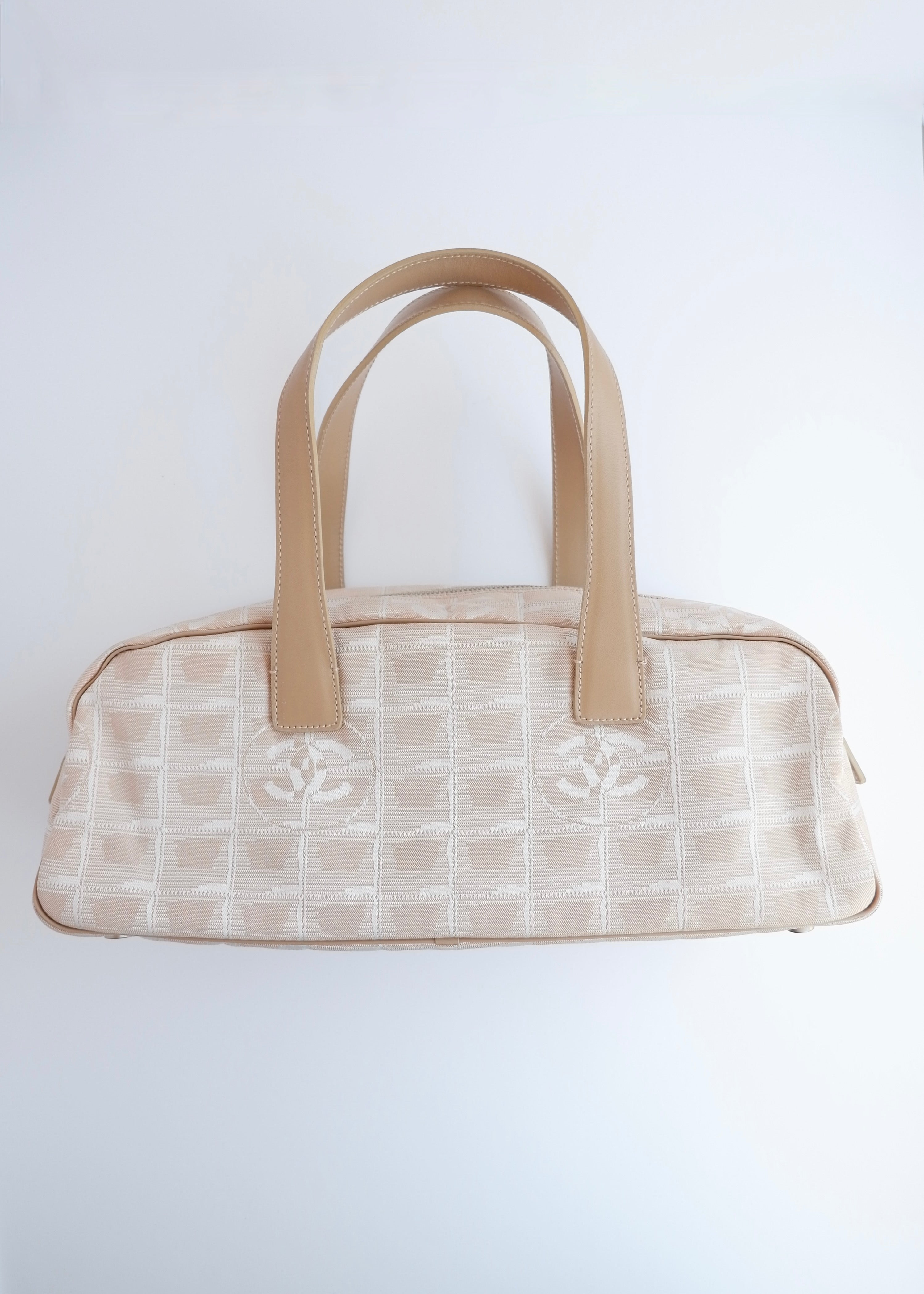 Authentic Preowned Chanel Beige Canvas/Leather New Travel Line Shoulder Bag