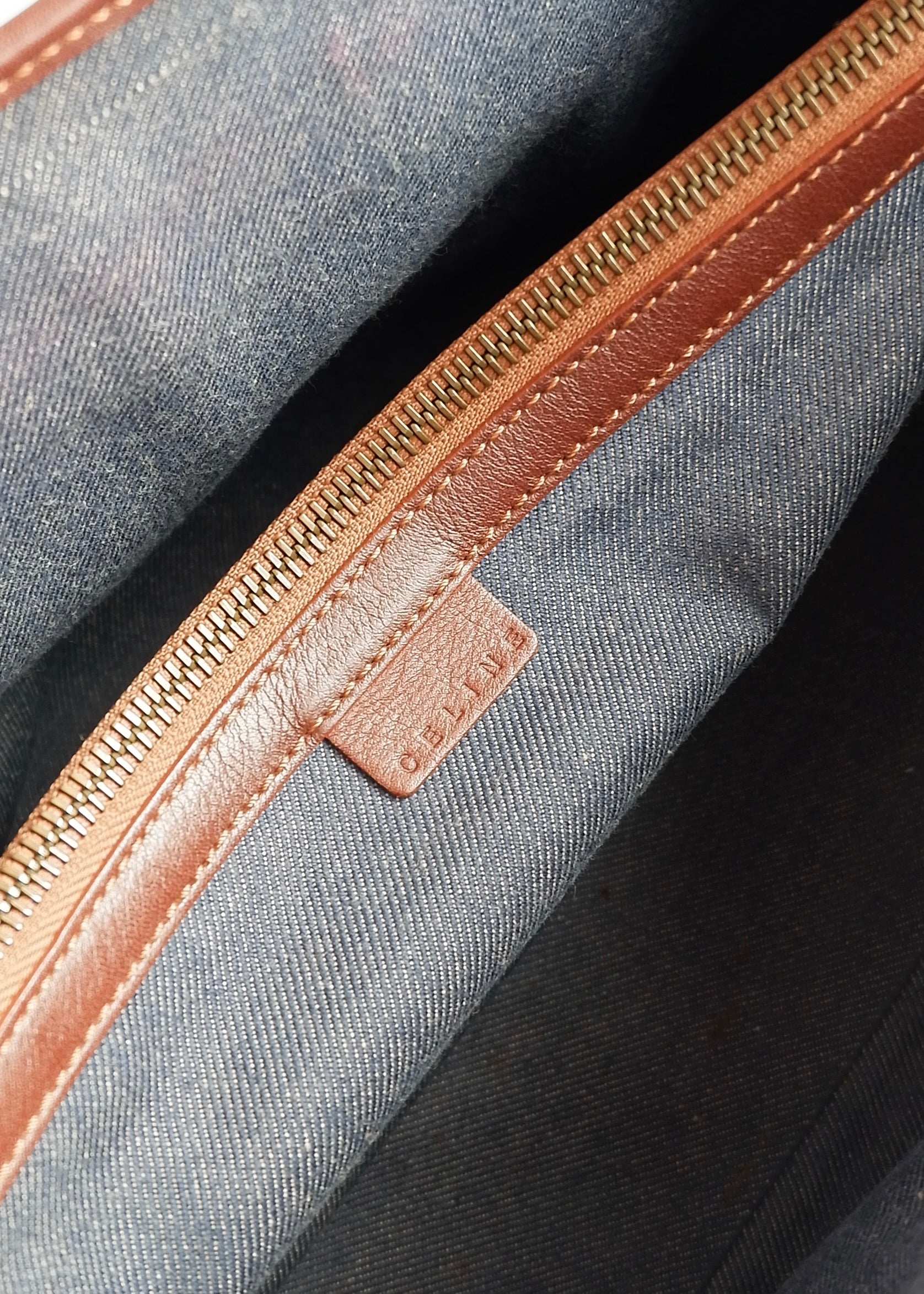 Authentic Preowned Vintage Celine Blue Denim Triomphe Boogie Bag