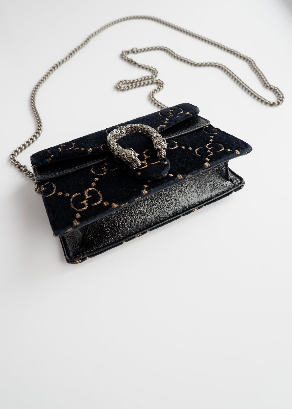 Authentic Preowned Gucci Navy Velvet Super Mini Dionysus Bag