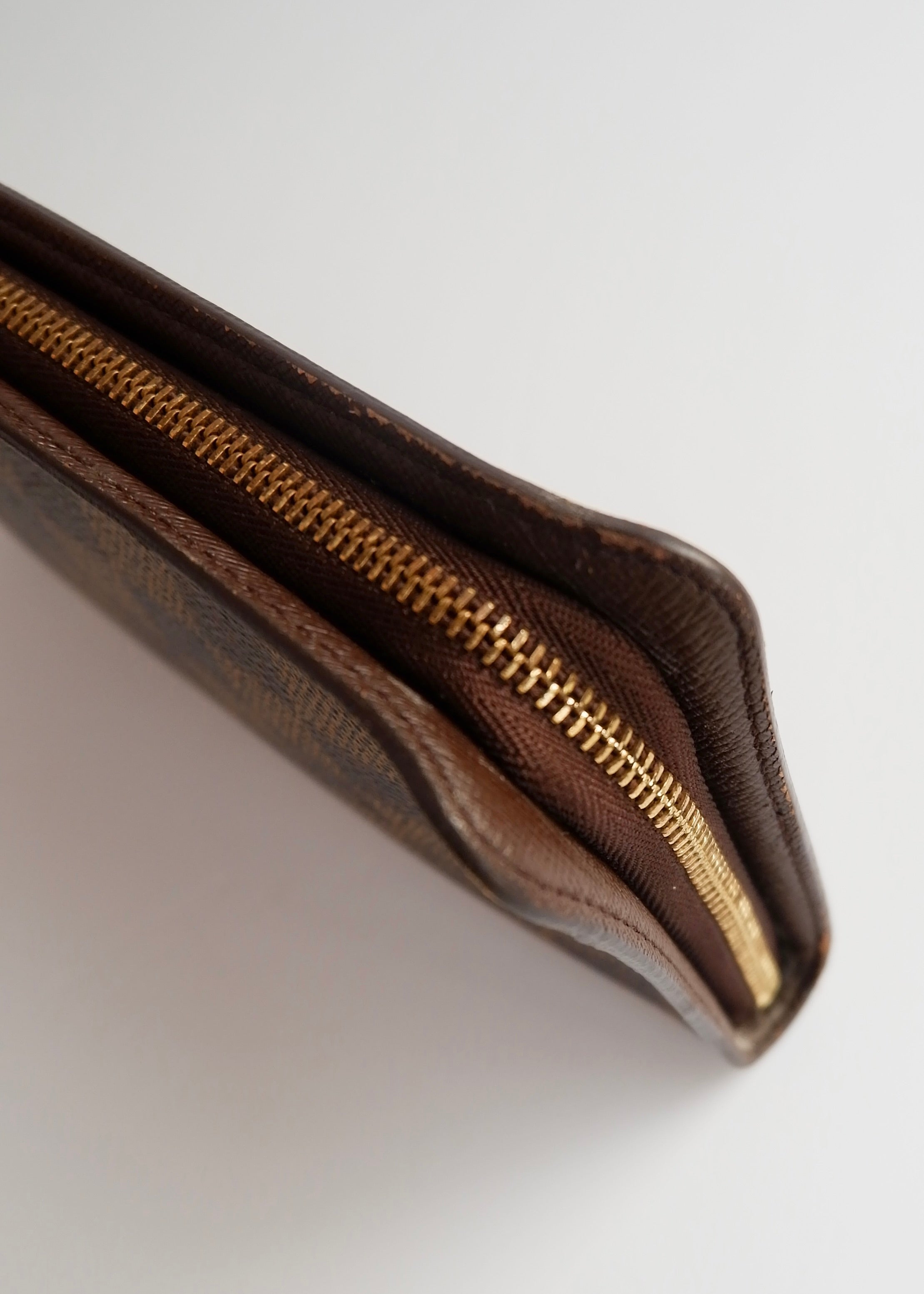 Preowned Louis Vuitton Brown Damier Ebene Long Zip Around Wallet