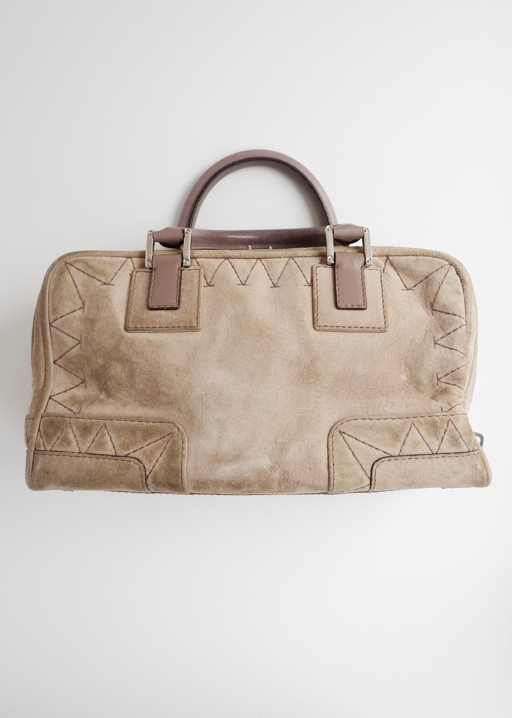 Sac à main Loewe Amazona en daim gris authentique d'occasion