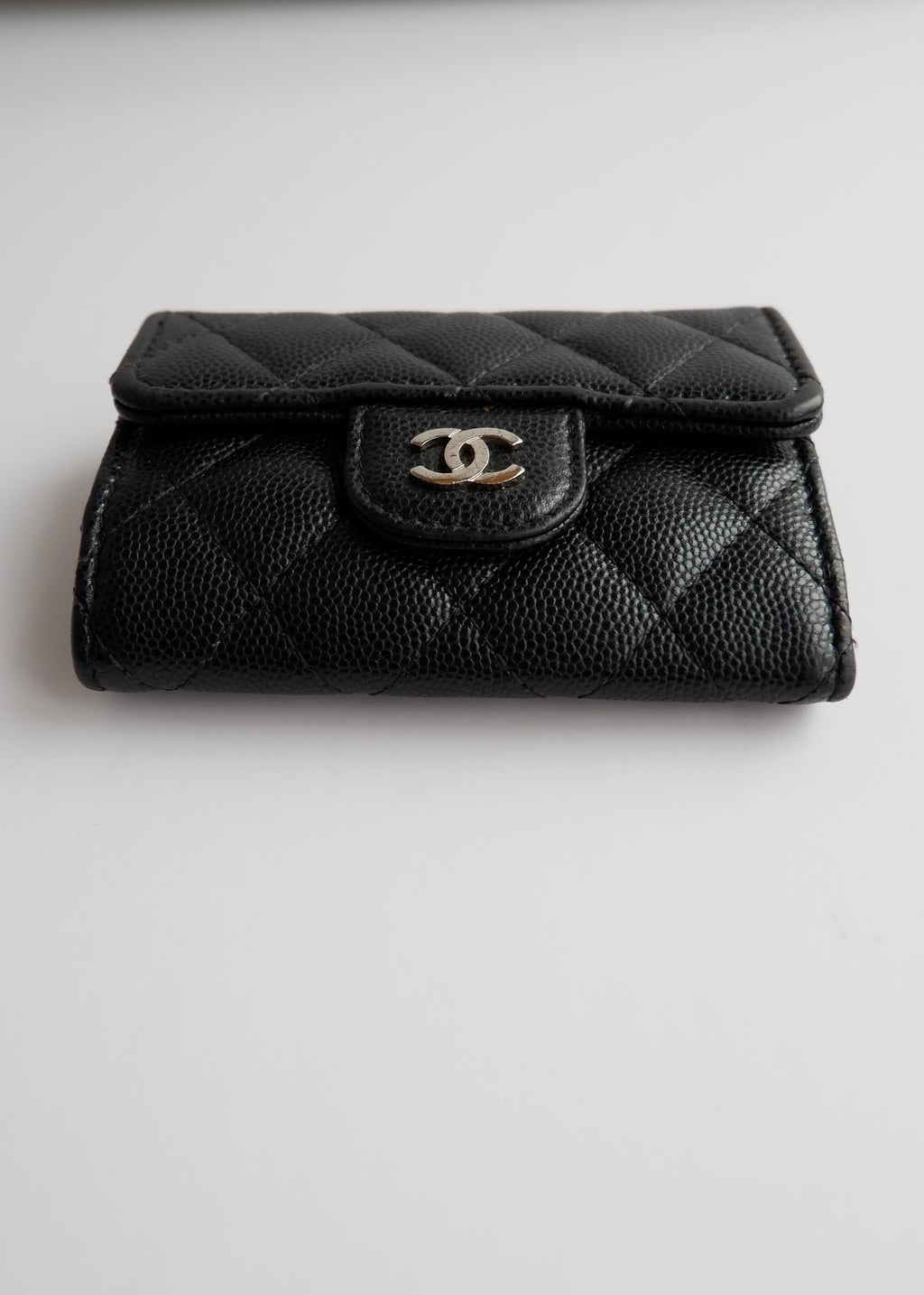 Authentic Preowned Chanel Black Caviar Leather Key Case/ Card Holder