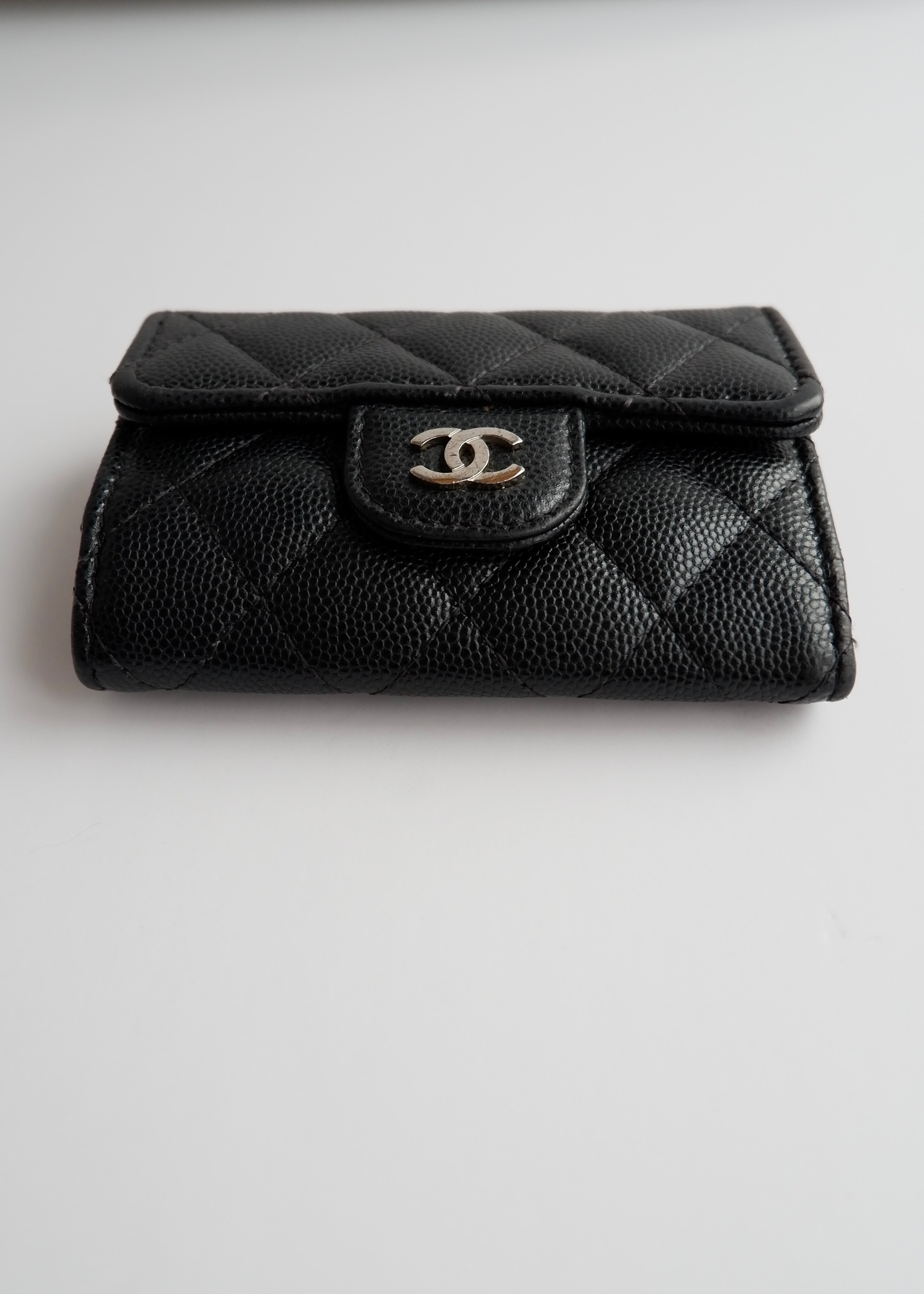 Authentic Preowned Chanel Black Caviar Leather Key Case/ Card Holder