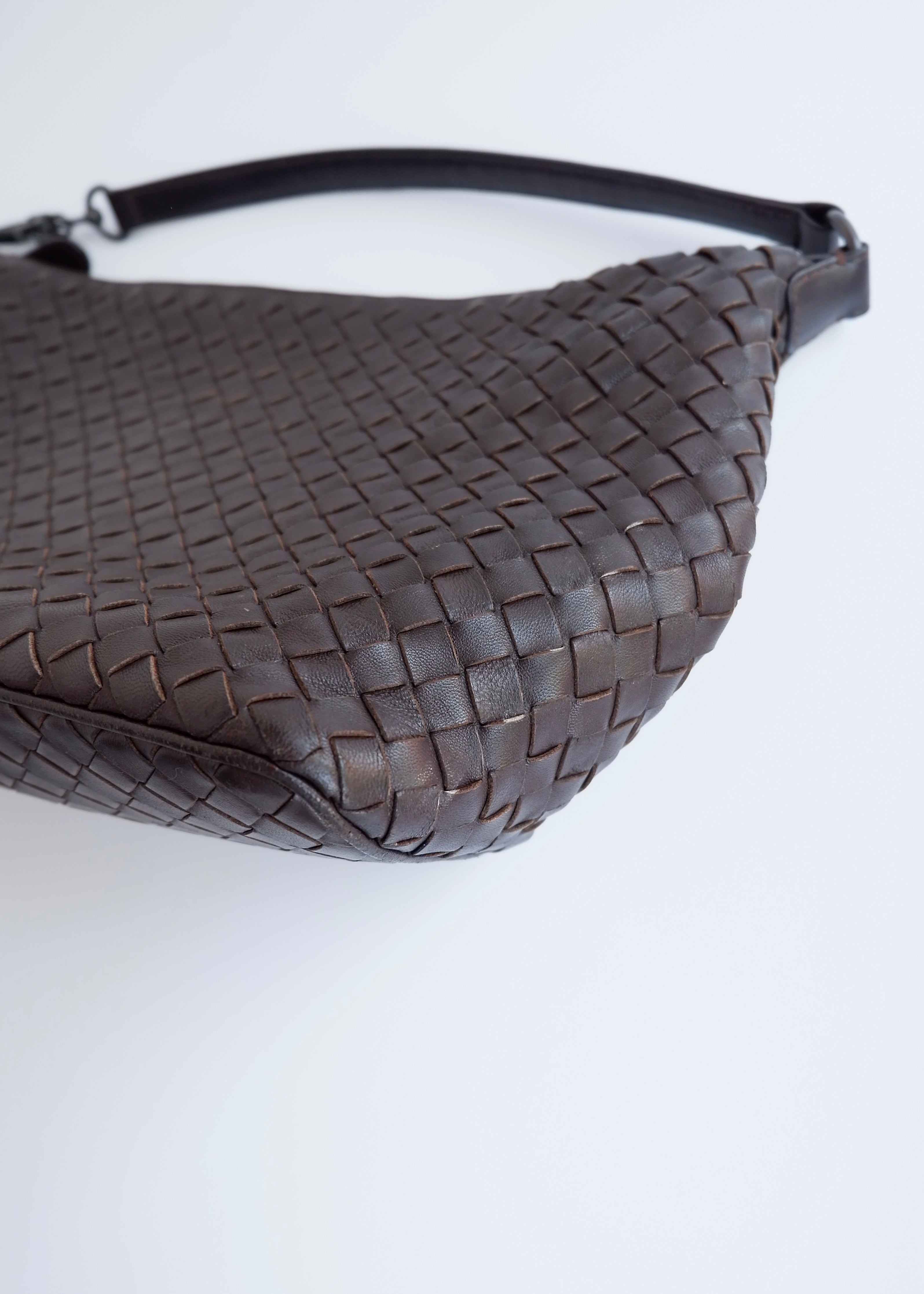 Sac porté épaule Bottega Veneta d'occasion en cuir marron authentique