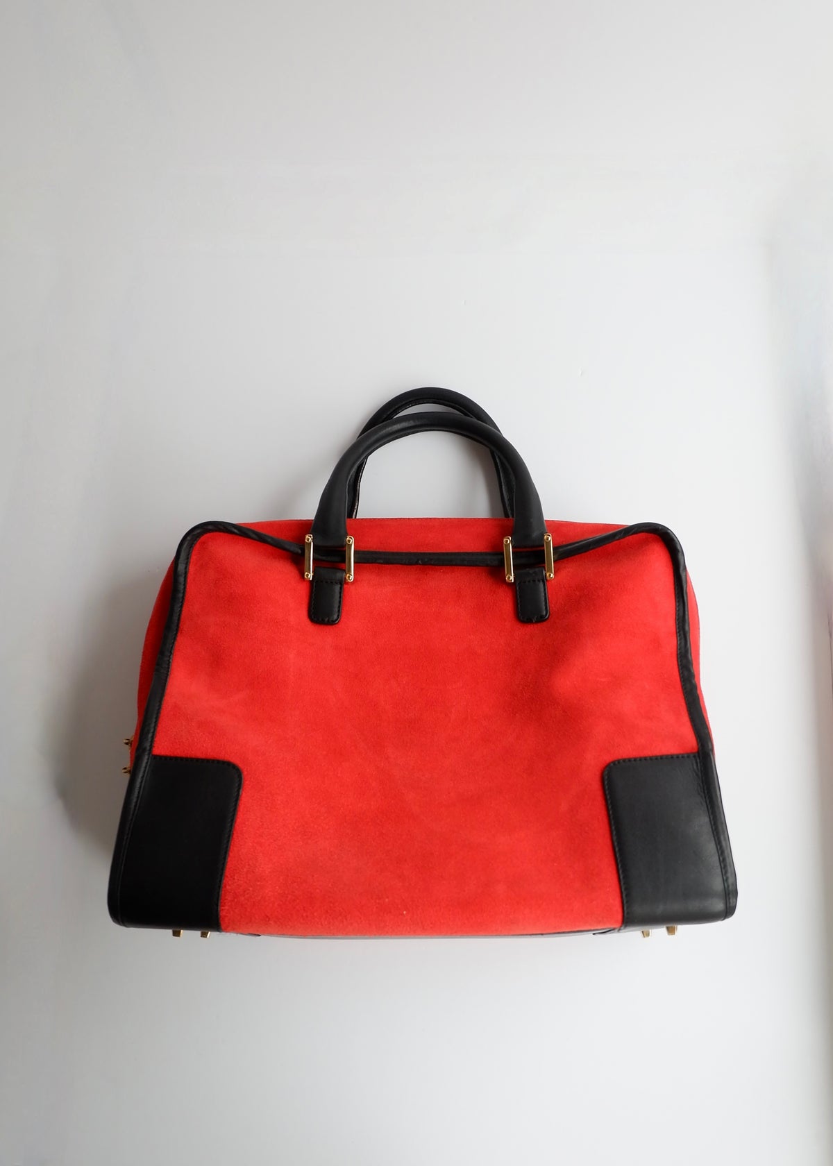 Preowned Loewe Red/Black Suede Amazona Handbag