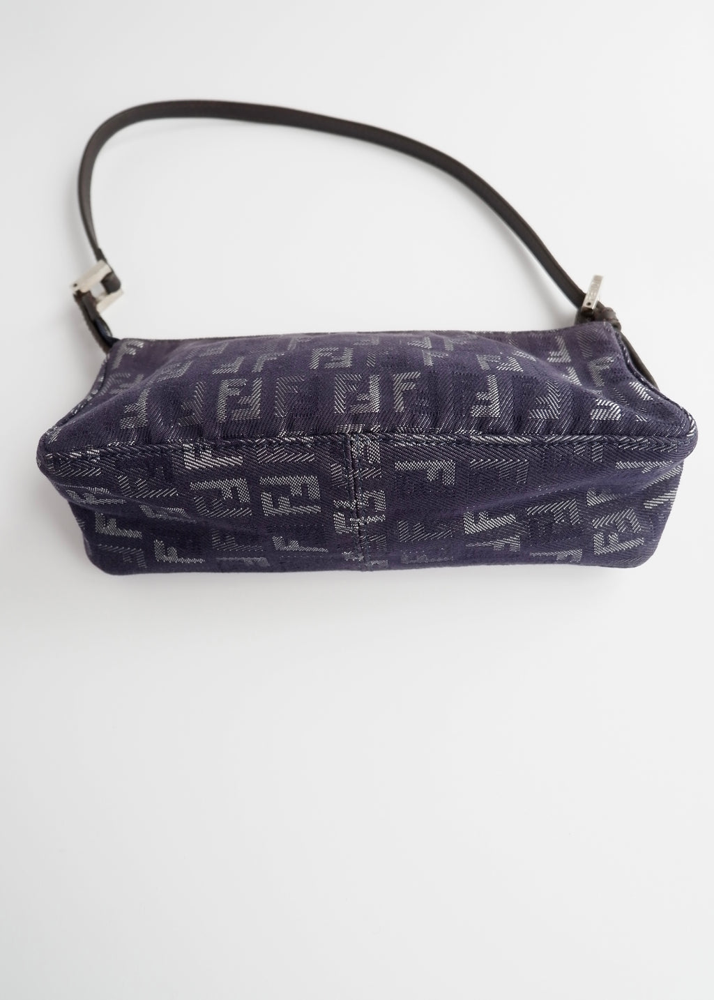 Authentic Preowned Fendi Navy FF Zucchino Small Shoulder Bag