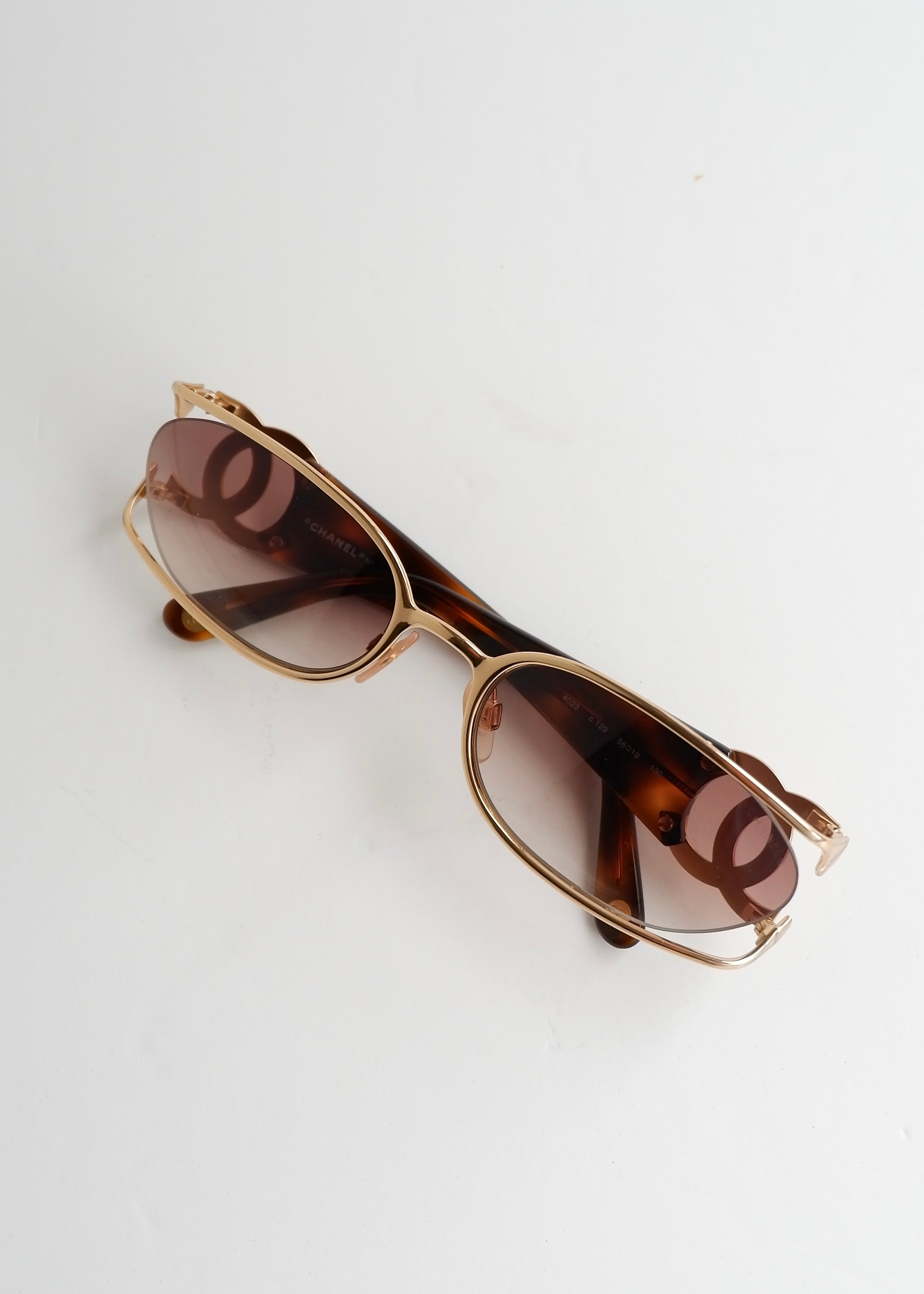 Authentic Preowned Vintage Chanel Brown Tortoise Aviator Style Sunglasses