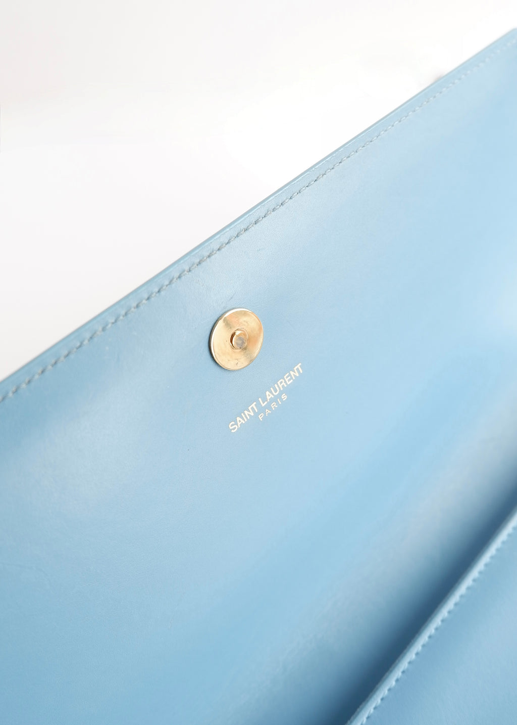 Authentic Preowned Saint Laurent Blue Leather YSL Logo Long Clutch Bag